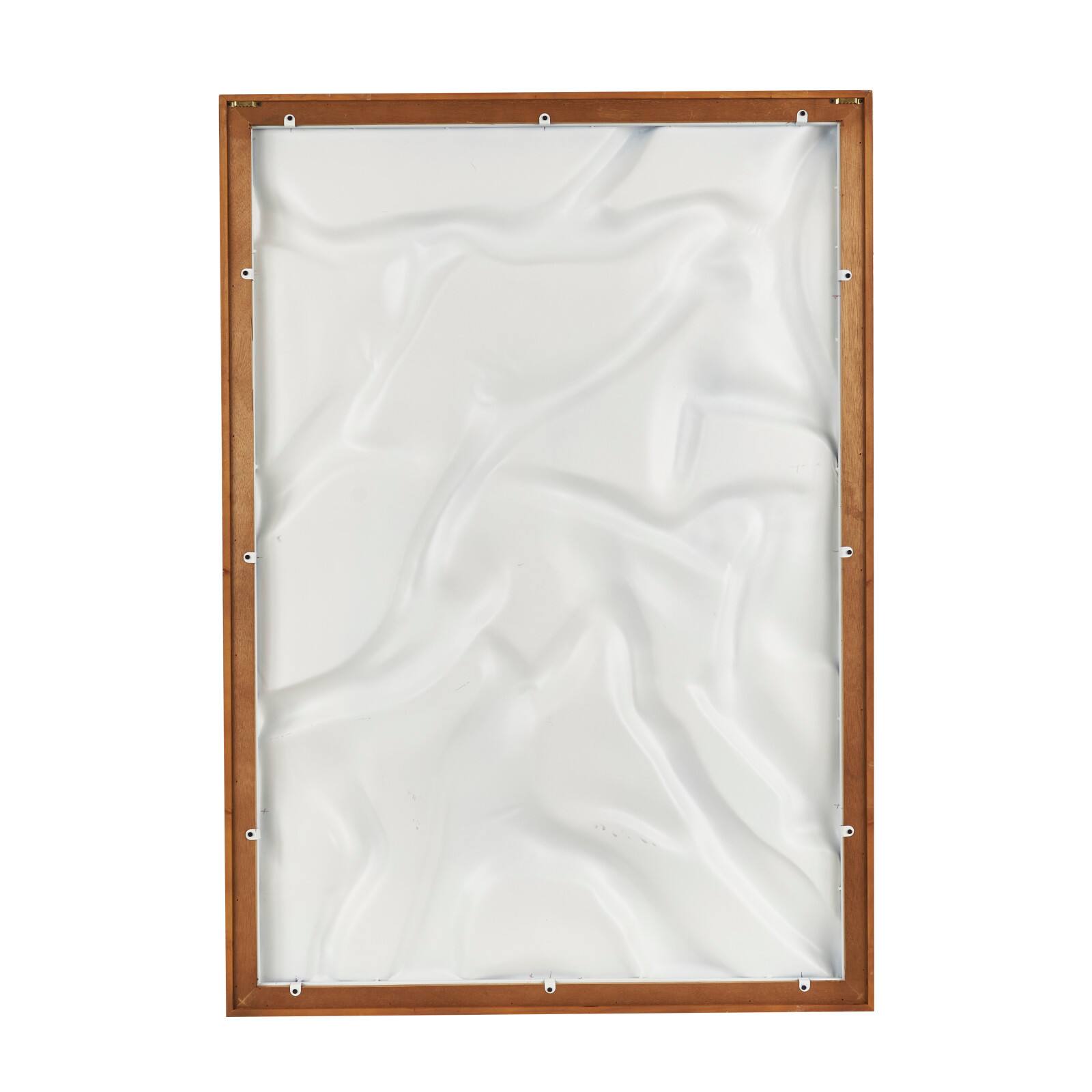 White Abstract Dimensional Wall Art in Brown Frame