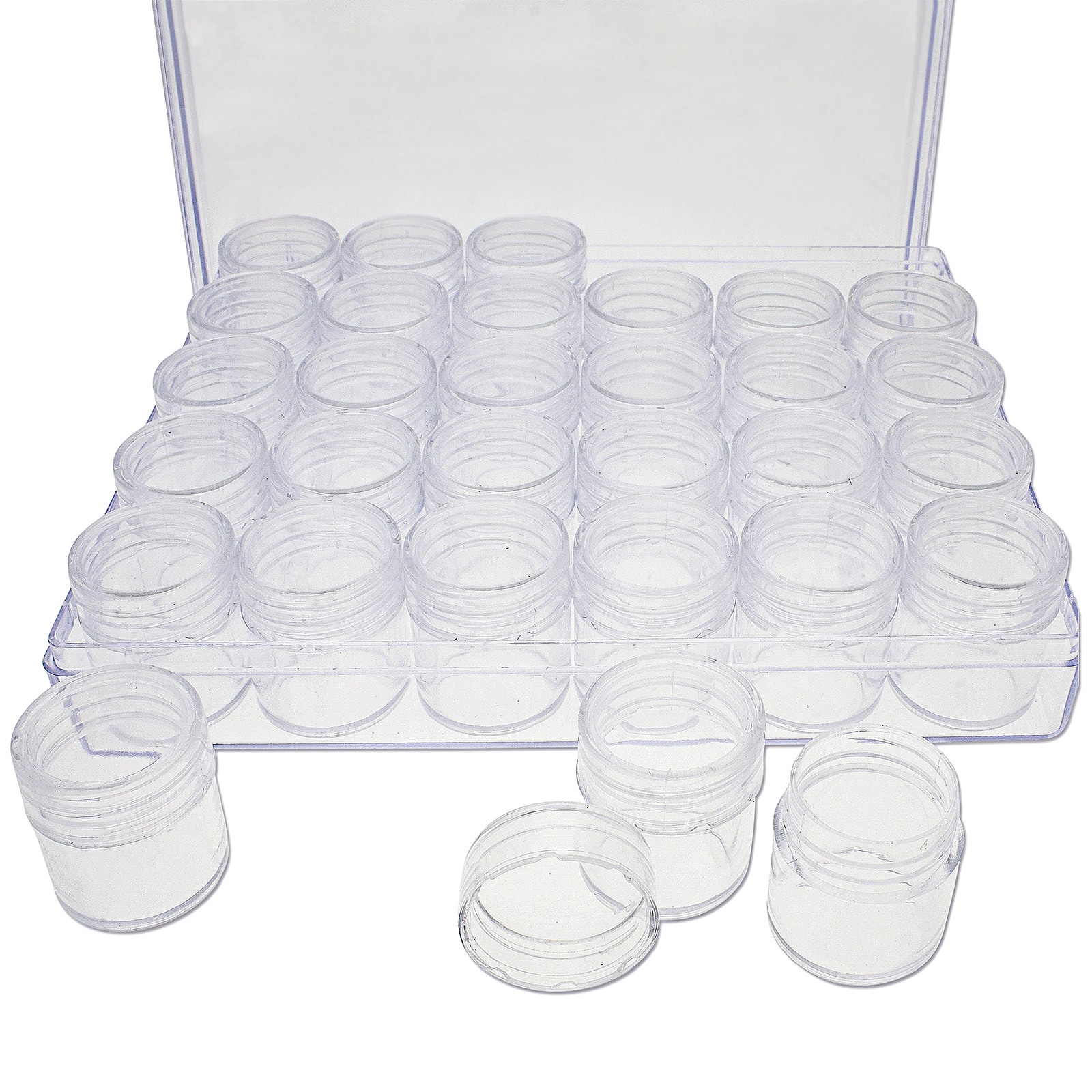 Juvale Clear Round Plastic Jars with Label Stickers (8 oz, 10 Pack