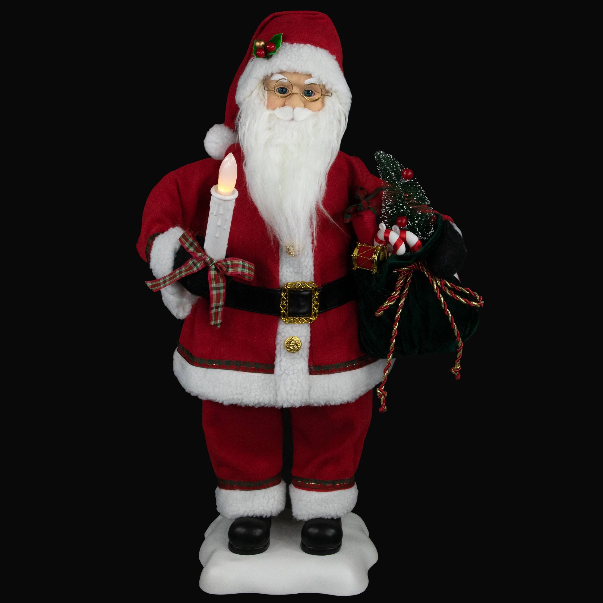 24" Animated Santa Claus with Lighted Candle Musical Christmas Figure