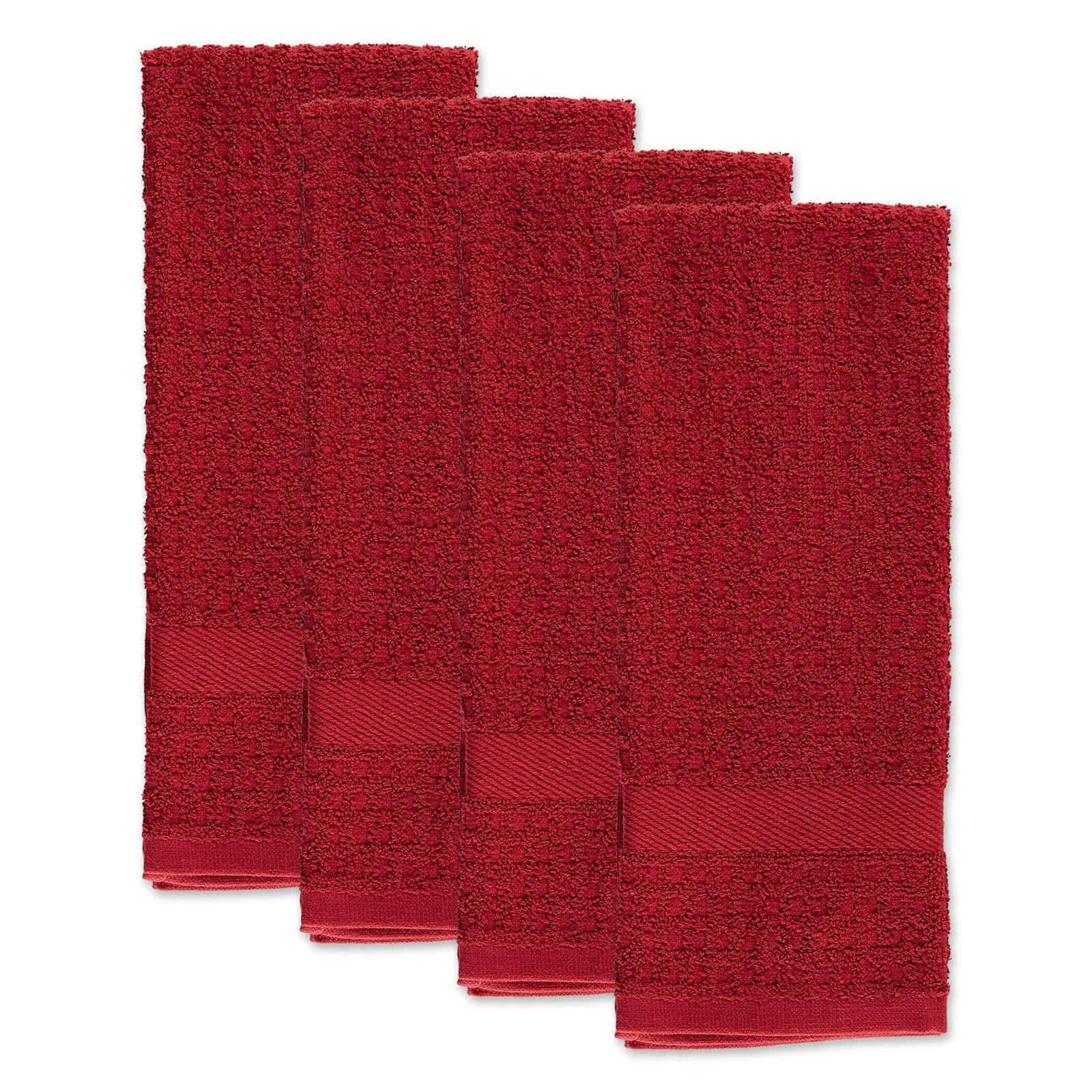 DII® Solid Barn Red Waffle Terry Dishtowels, 4ct.