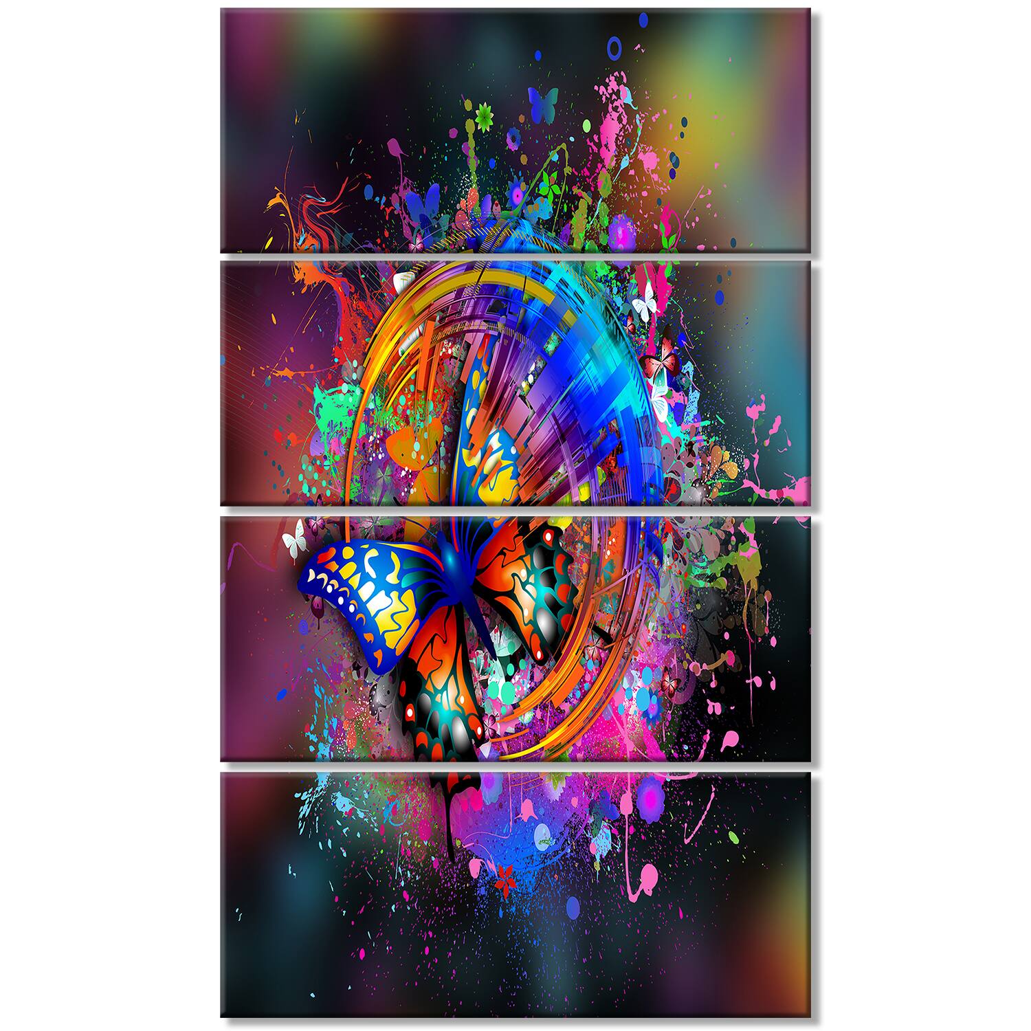 Designart - Butterfly over Abstract Background - Abstract Wall Art Canvas in Blue | 28" x 48" - 4 Panels | Michaels®