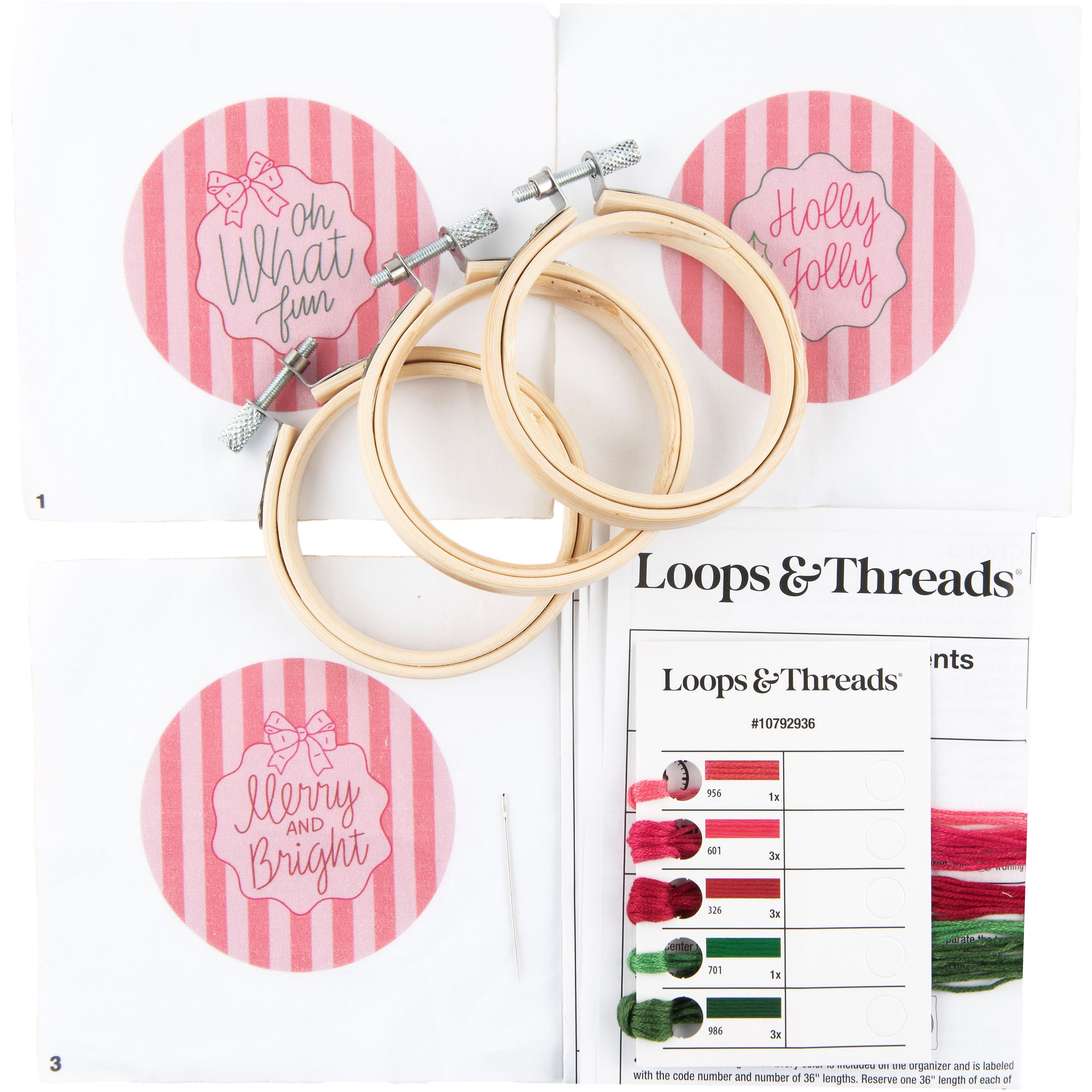 2.5&#x22; Holiday Sentiment Ornaments Embroidery Kit by Loops &#x26; Threads&#xAE;