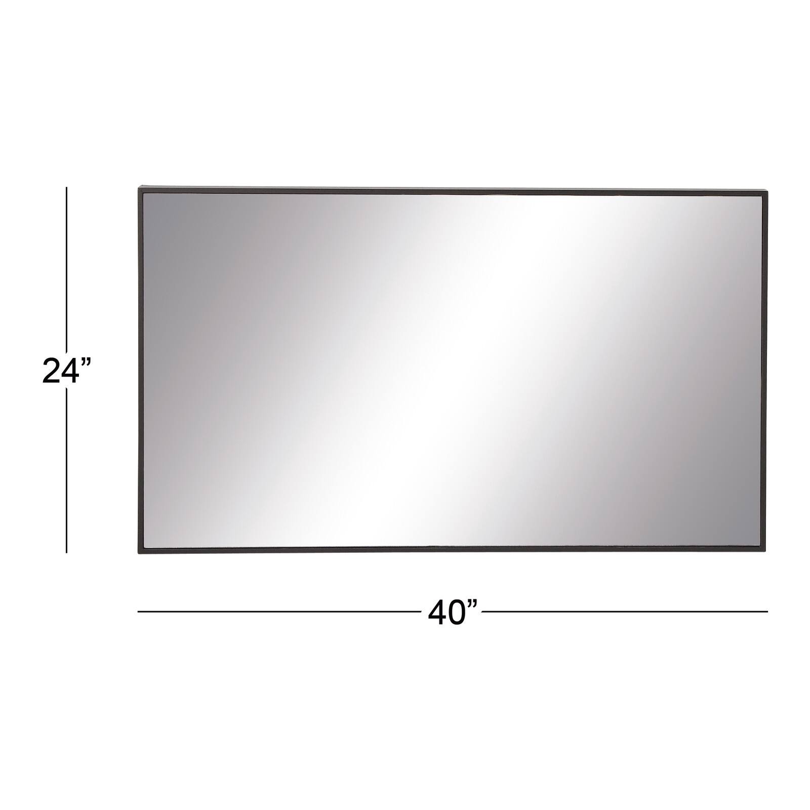 40" Black Contemporary Wood Wall Mirror