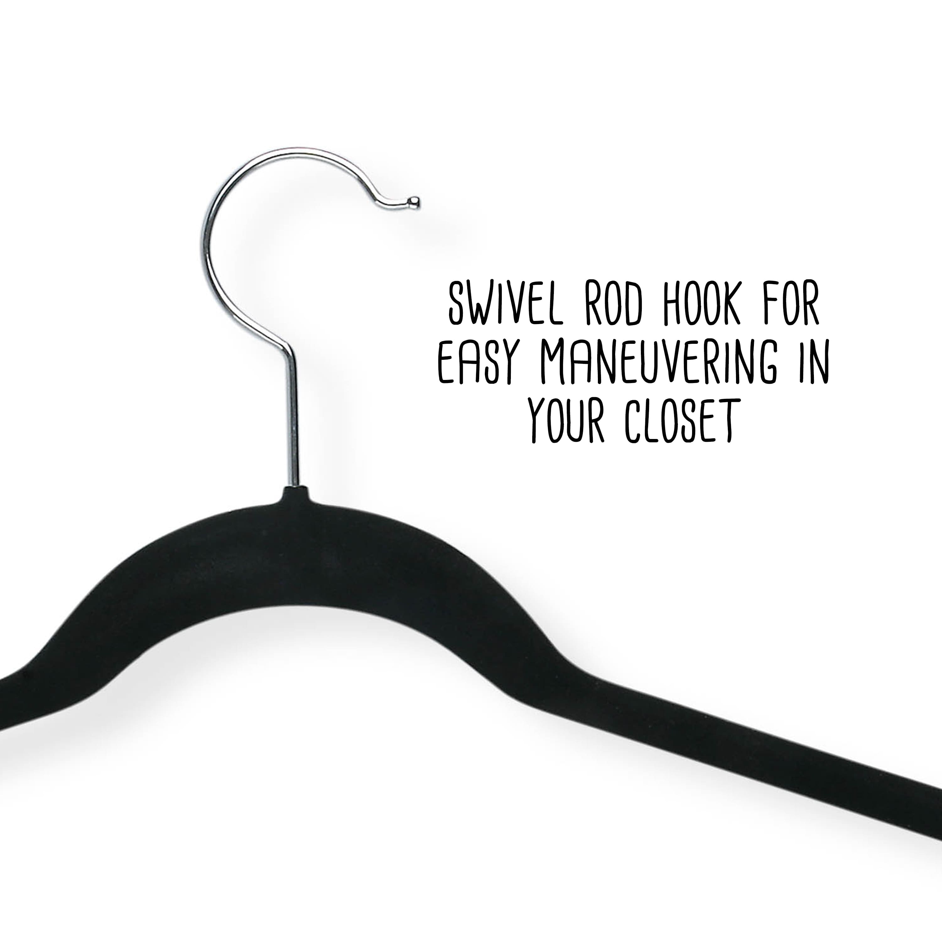 Honey Can Do Black Slim-Profile Non-Slip Velvet Hangers, 50ct.