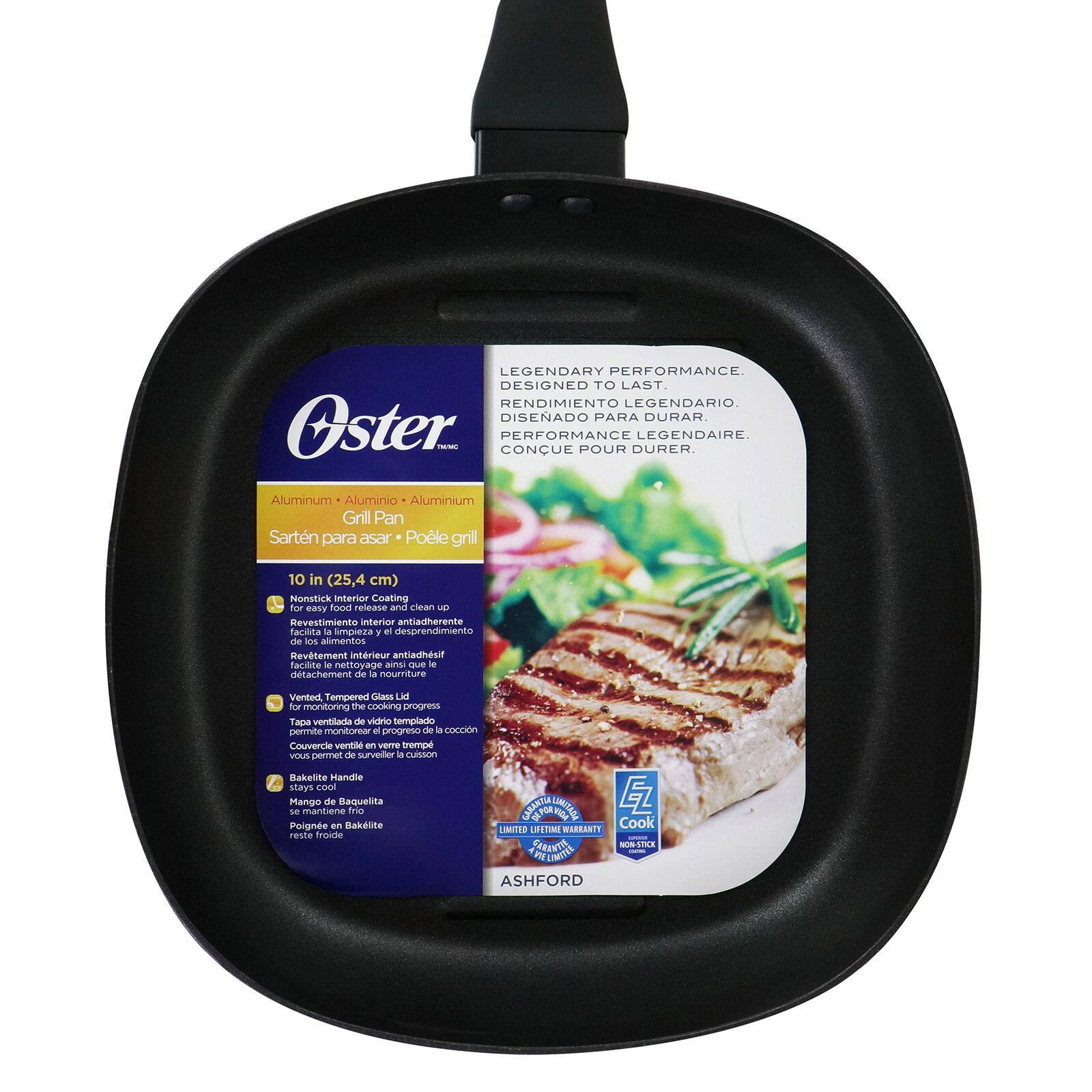 Oster Ashford Black Nonstick Aluminum 10" Grill Pan