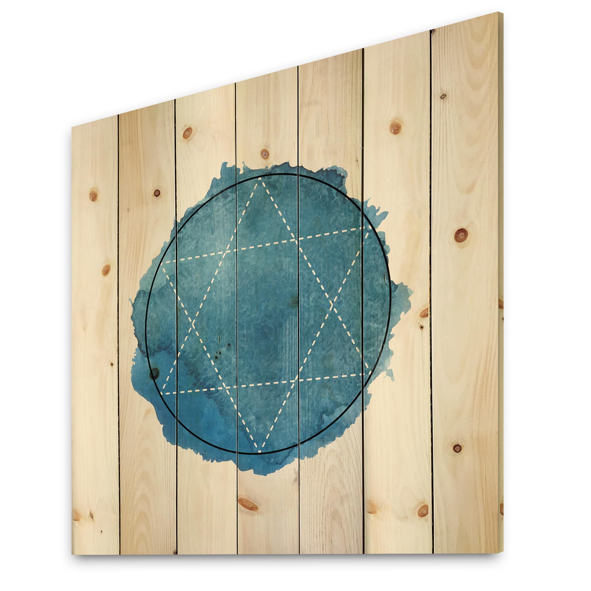 Designart - Symbol of Alchemy and Sacred Geometry III - Bohemian &#x26; Eclectic Print on Natural Pine Wood