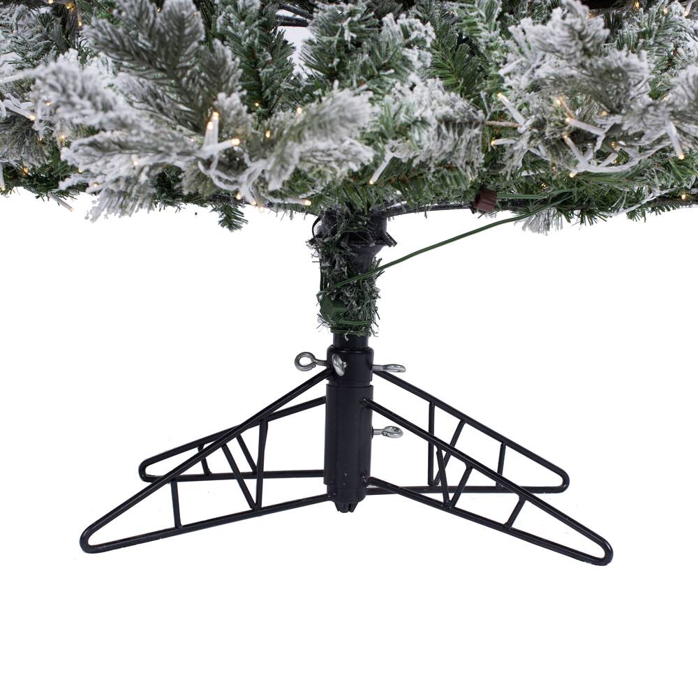 7.5ft. Pre-Lit Flocked Kiana Artificial Christmas Tree, White Low Voltage LED Lights
