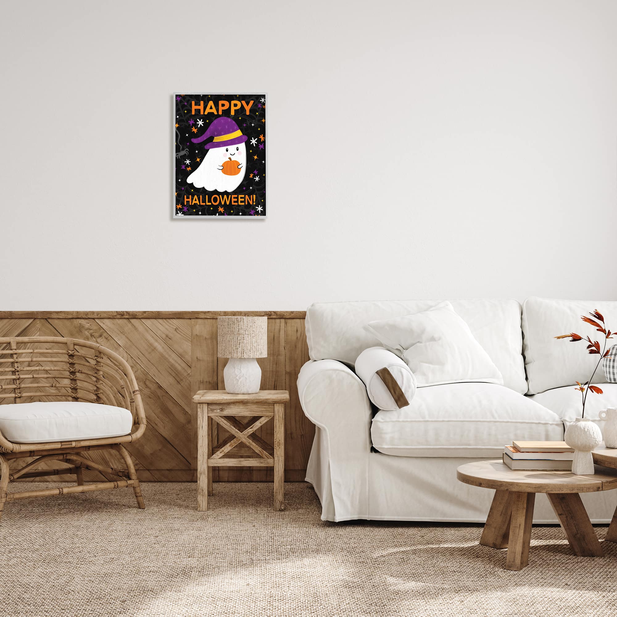 Stupell Industries Happy Halloween Happy Ghost Framed Giclee Art