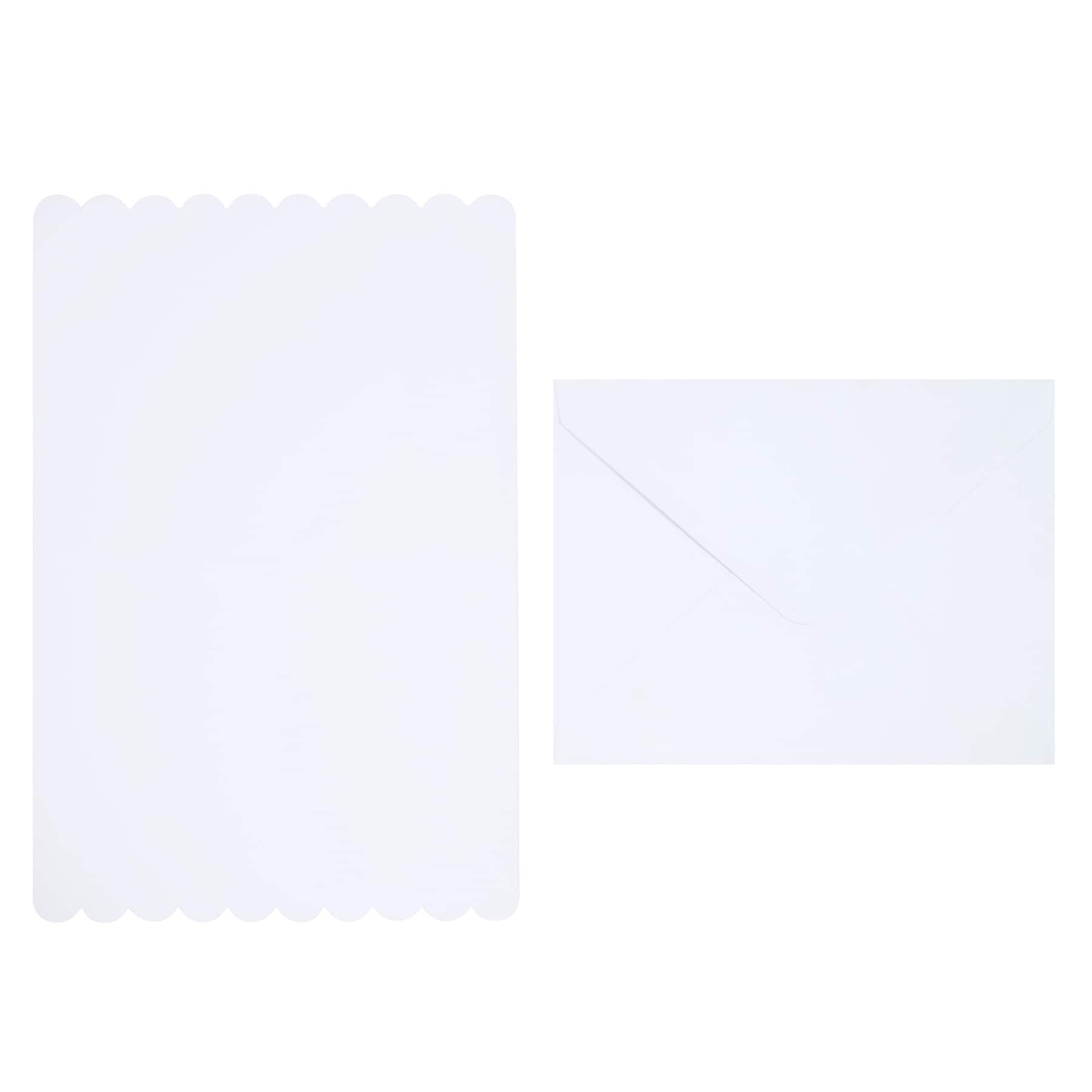 12 Packs: 10 ct. (120 total) 4.25" x 5.5" White Scalloped Cards & Envelopes by Recollections™