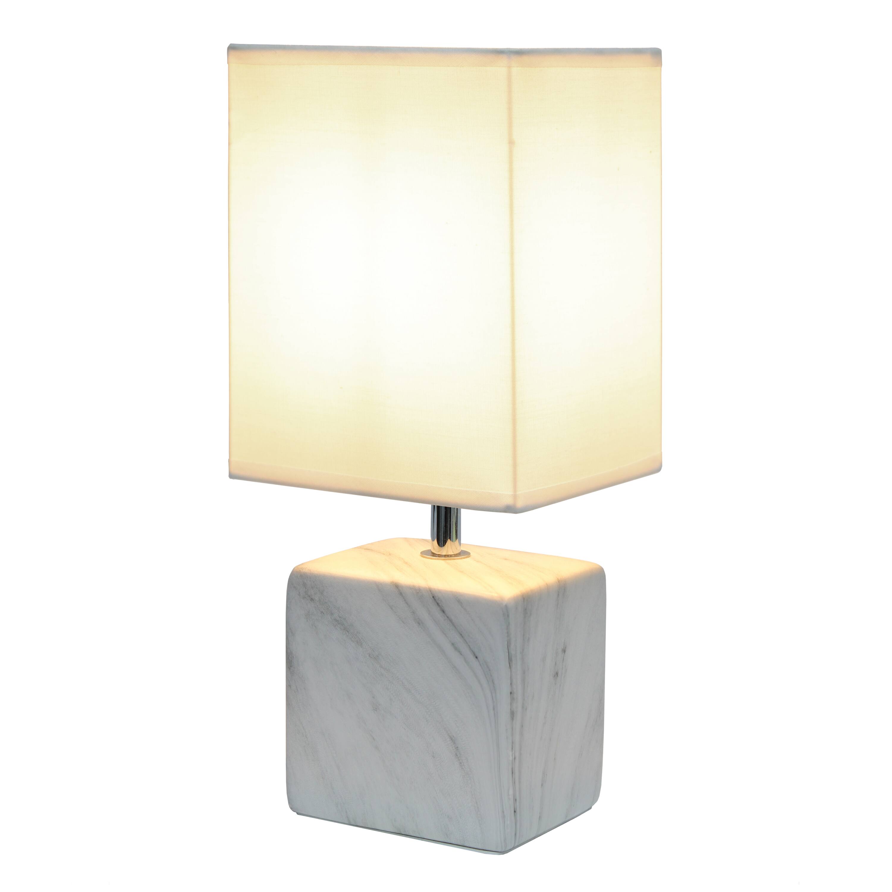 Simple Designs White Marbled Ceramic Table Lamp