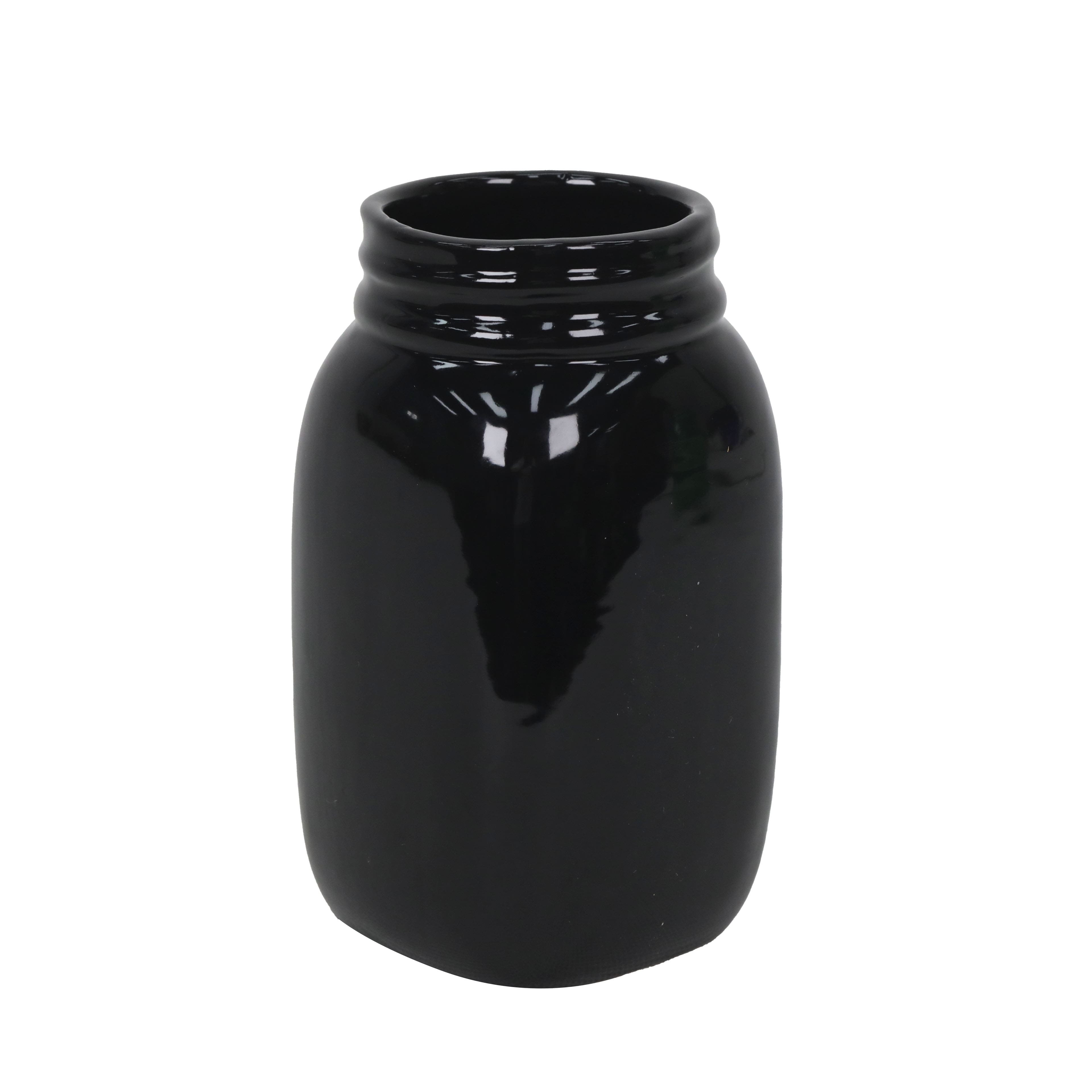 6&#x22; Black Ceramic Container by Celebrate It&#x2122;