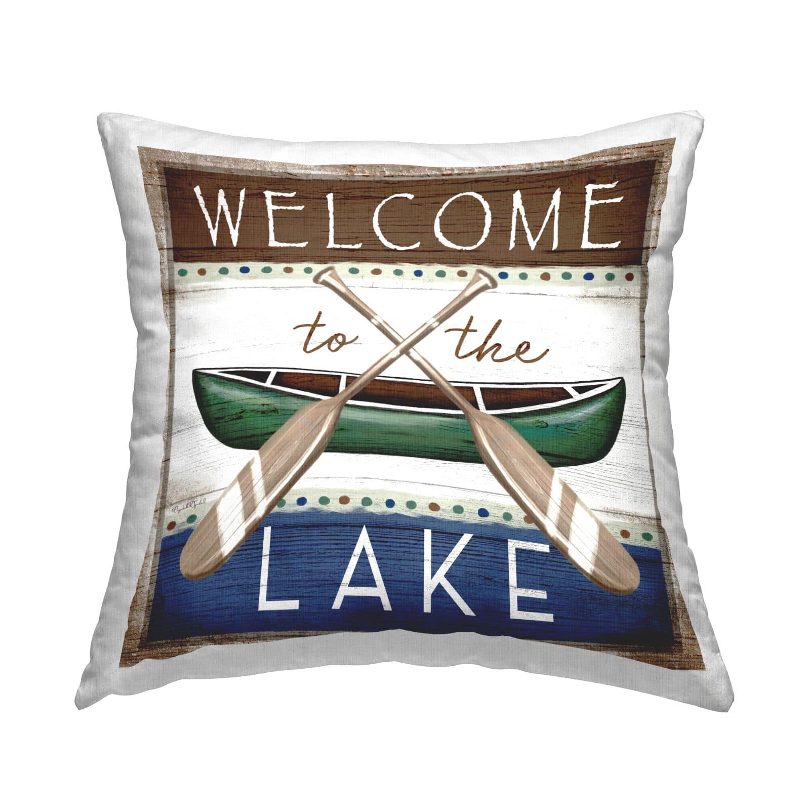 Stupell Industries Welcome to Lake Rustic Canoe Crossed Paddles Throw Pillow, 18" x 18"