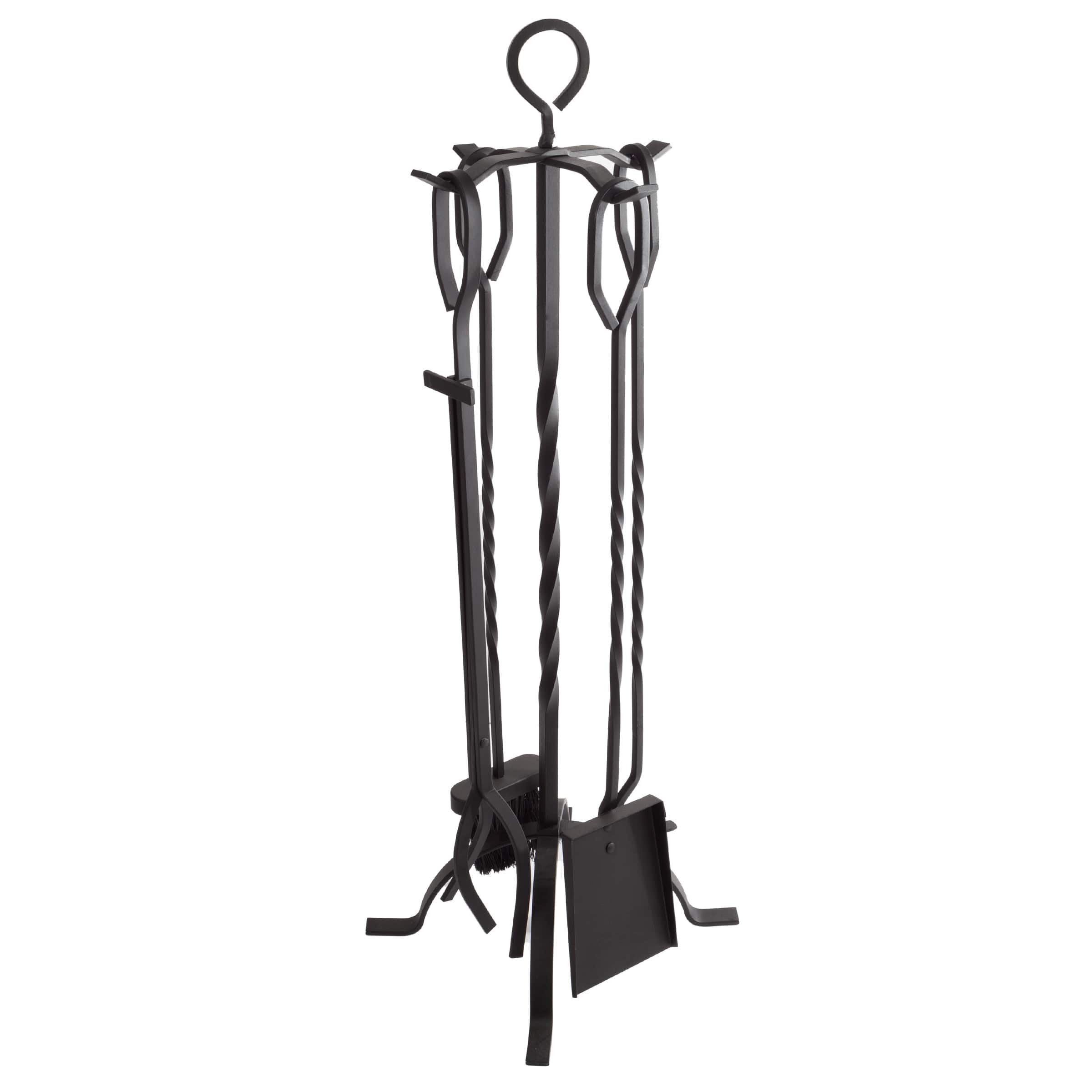 Hastings Home Black Fireplace Tool Set &#x26; Stand