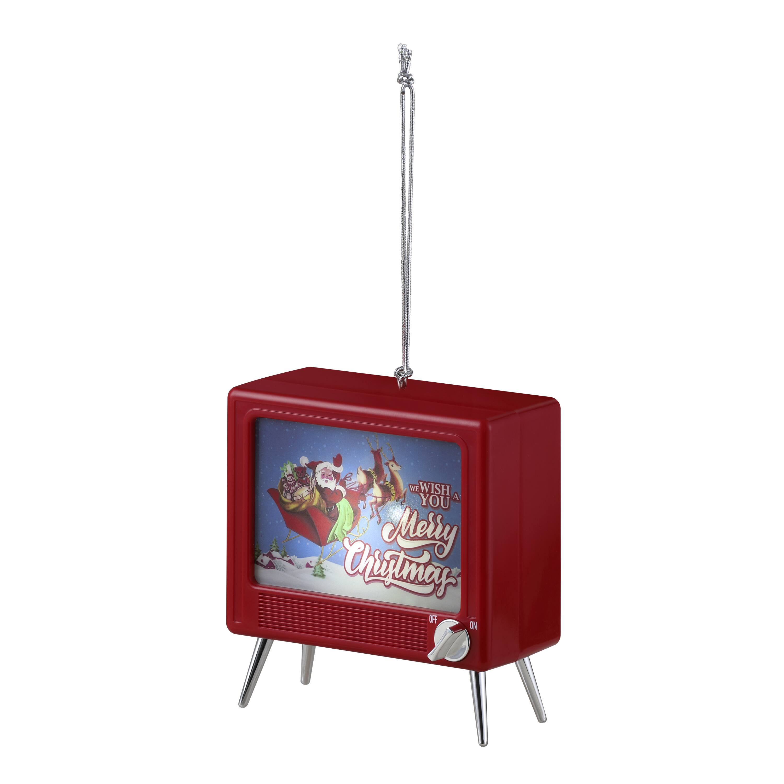 Red Plastic Musical LED TV Ornament