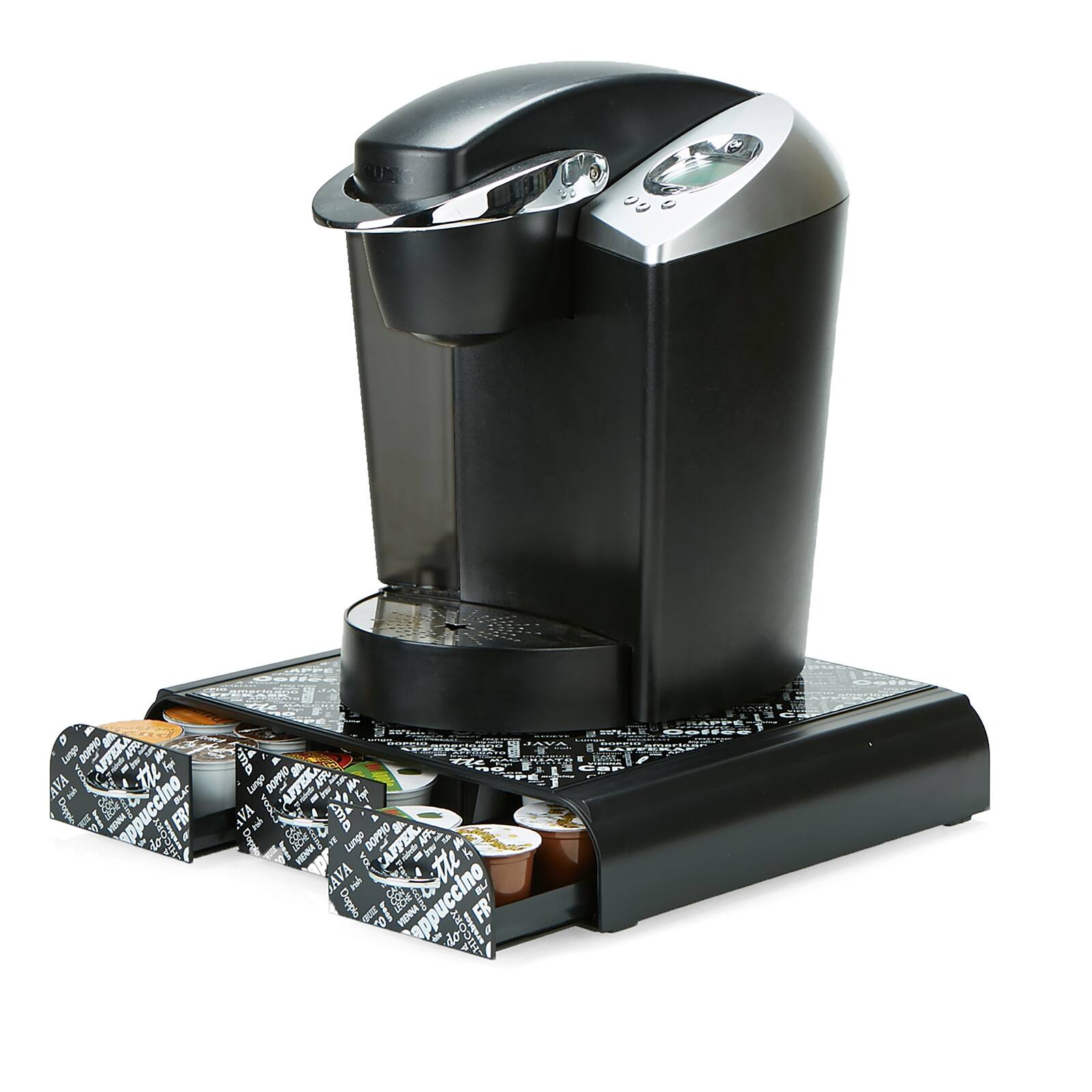 Mind Reader Black Print 36 Capacity Single Serve Coffee Pod Holder Drawer