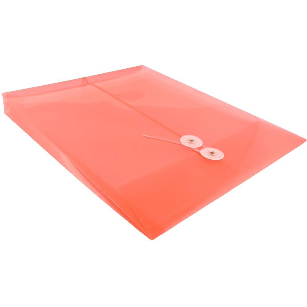 JAM Paper Letter Size Plastic Envelopes with Button & String Tie Closure, 12ct.
