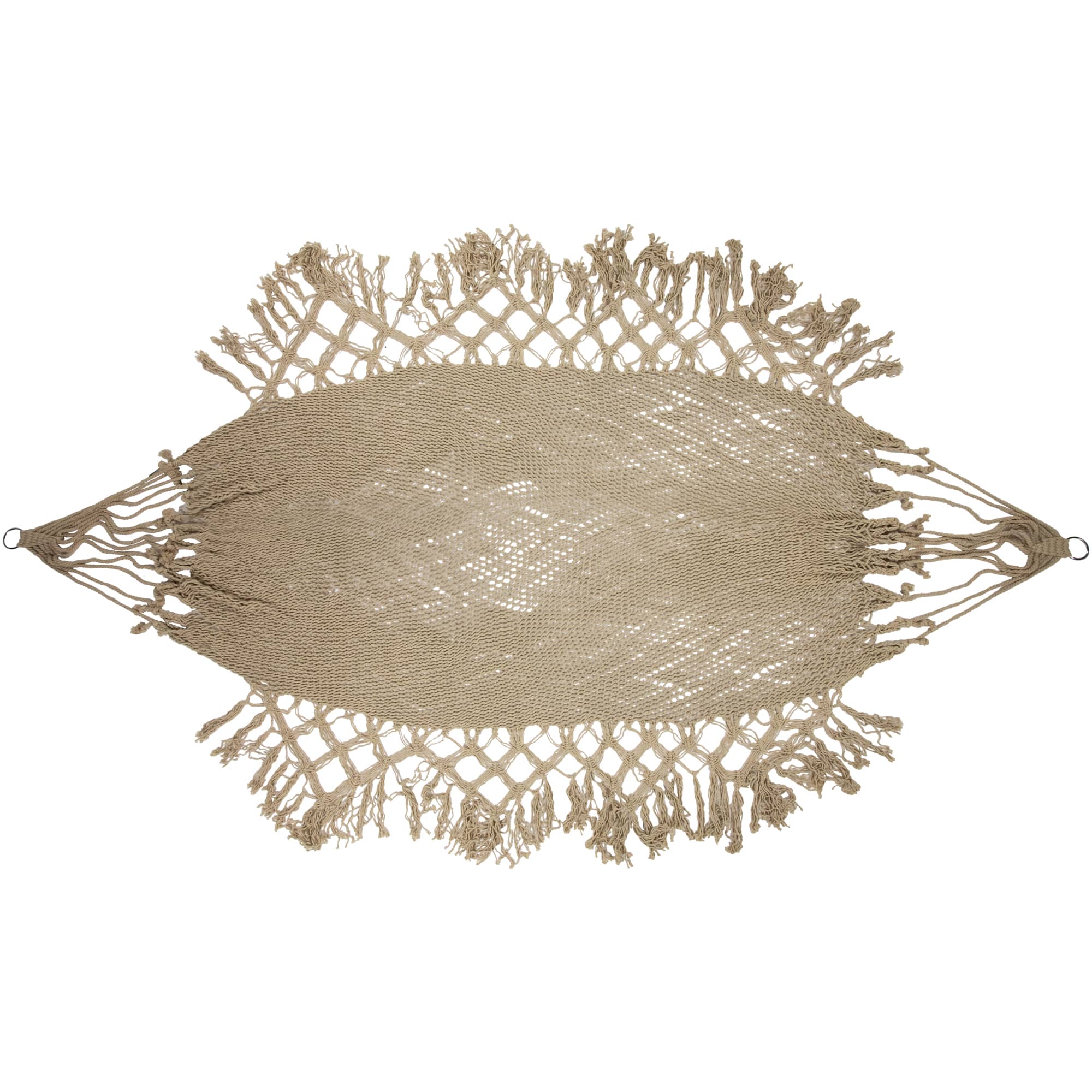 78" x 31" Natural Brown Macramé Hammock with Patterned Tassels