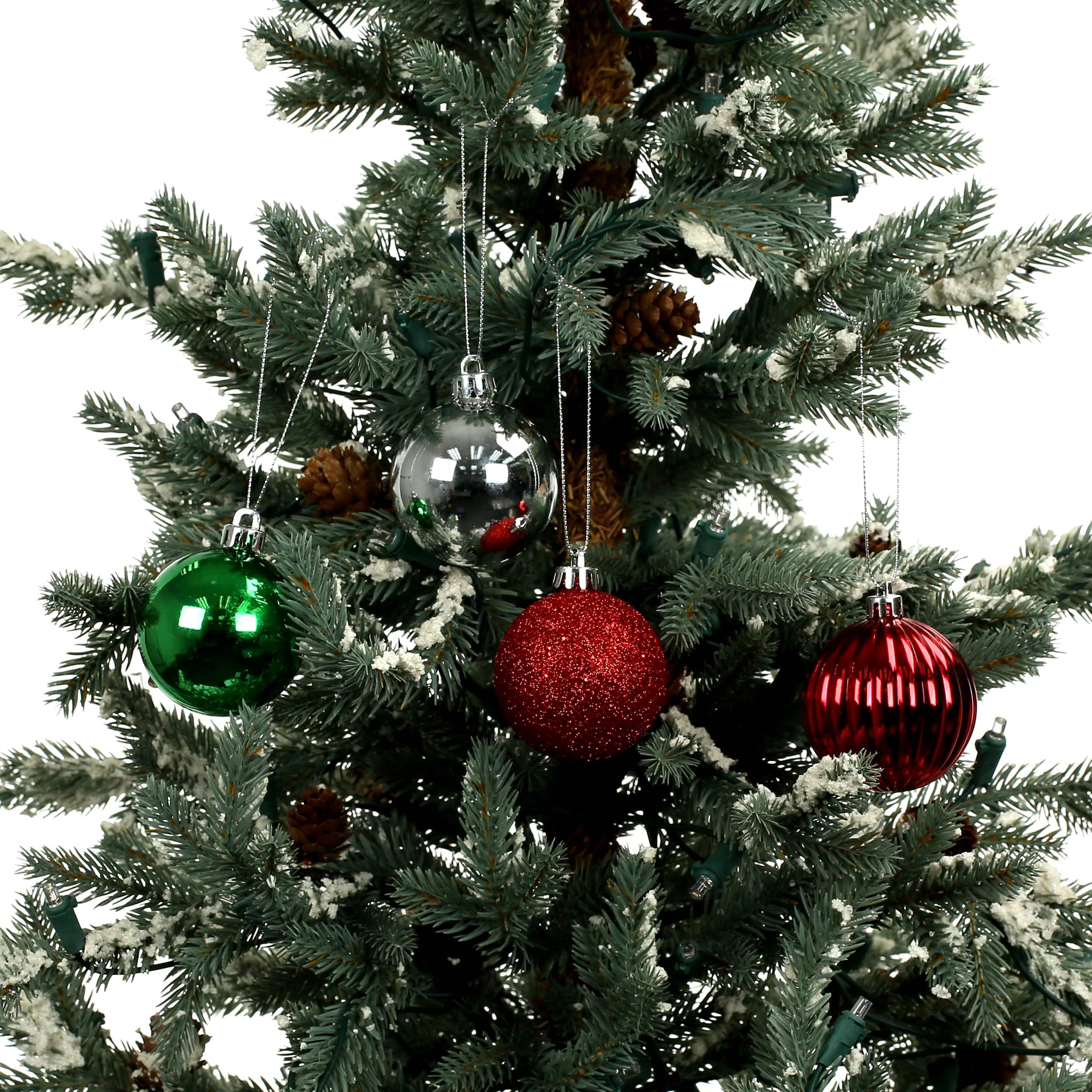40 Pack 2.25" Red, Silver & Gold Solid & Glitter Shatterproof Ball Ornaments by Ashland®