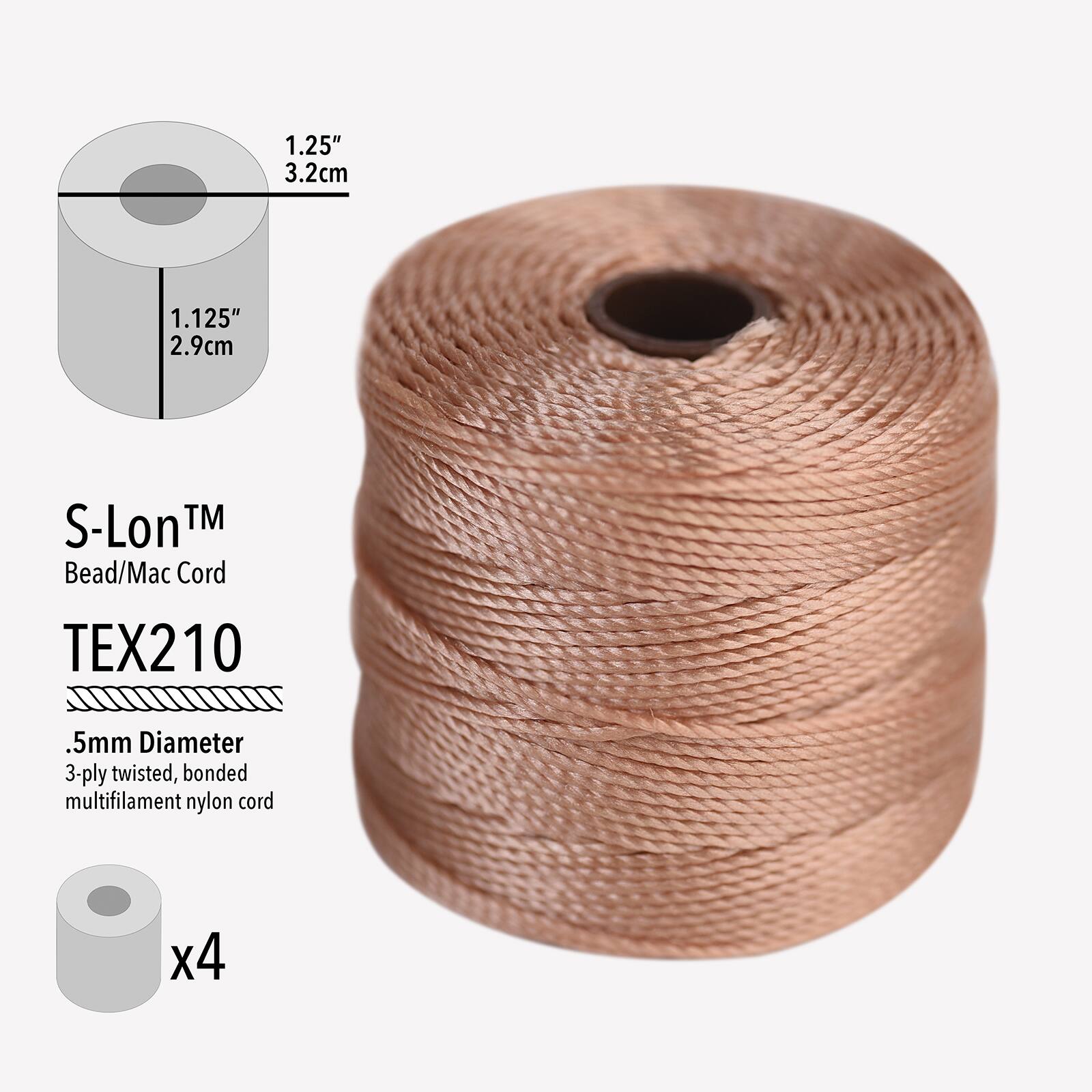 The Beadsmith® S-Lon™ 0.5mm Warm Neutrals Bead Cord Mix