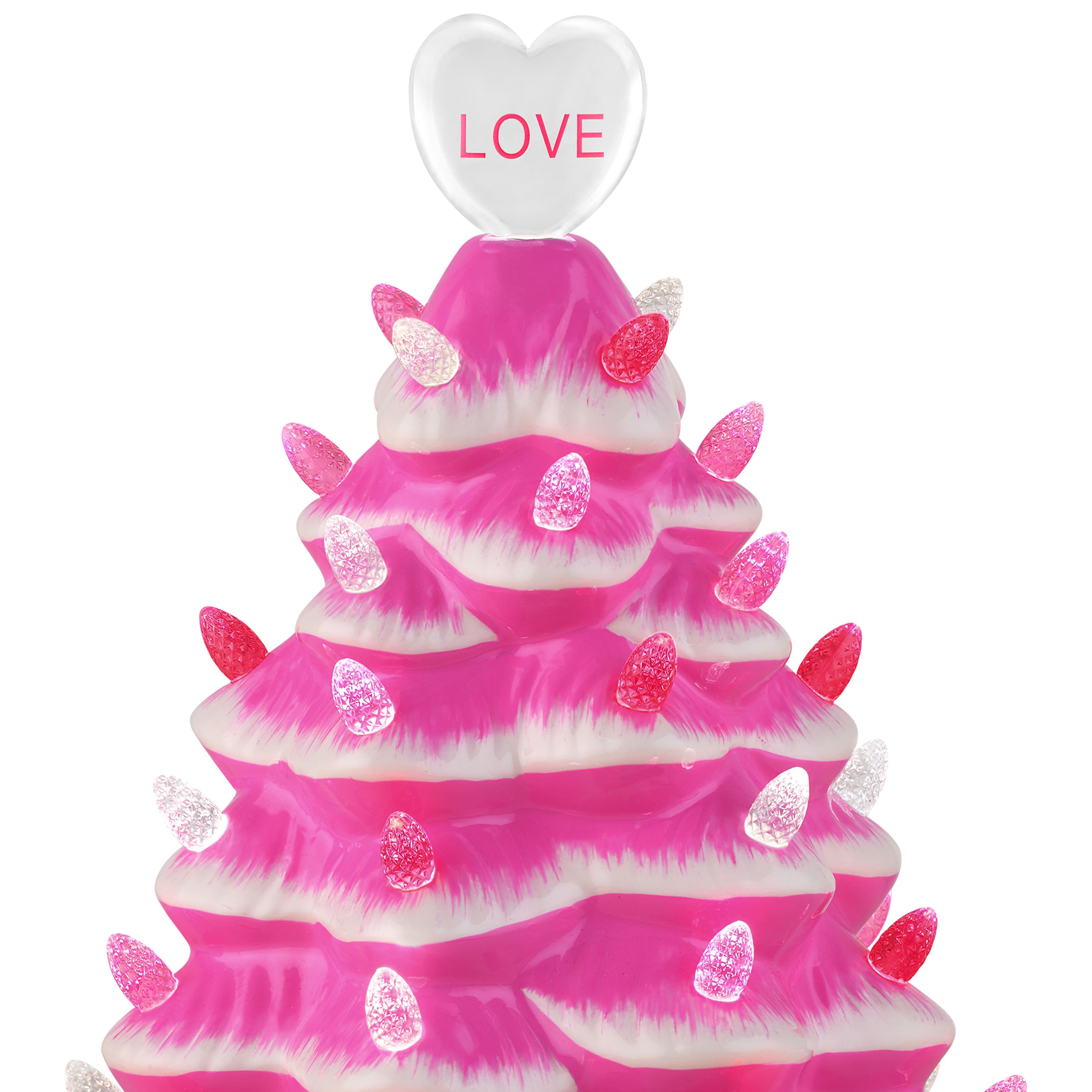 10" Hot Pink Miss Valentine Ceramic Tree