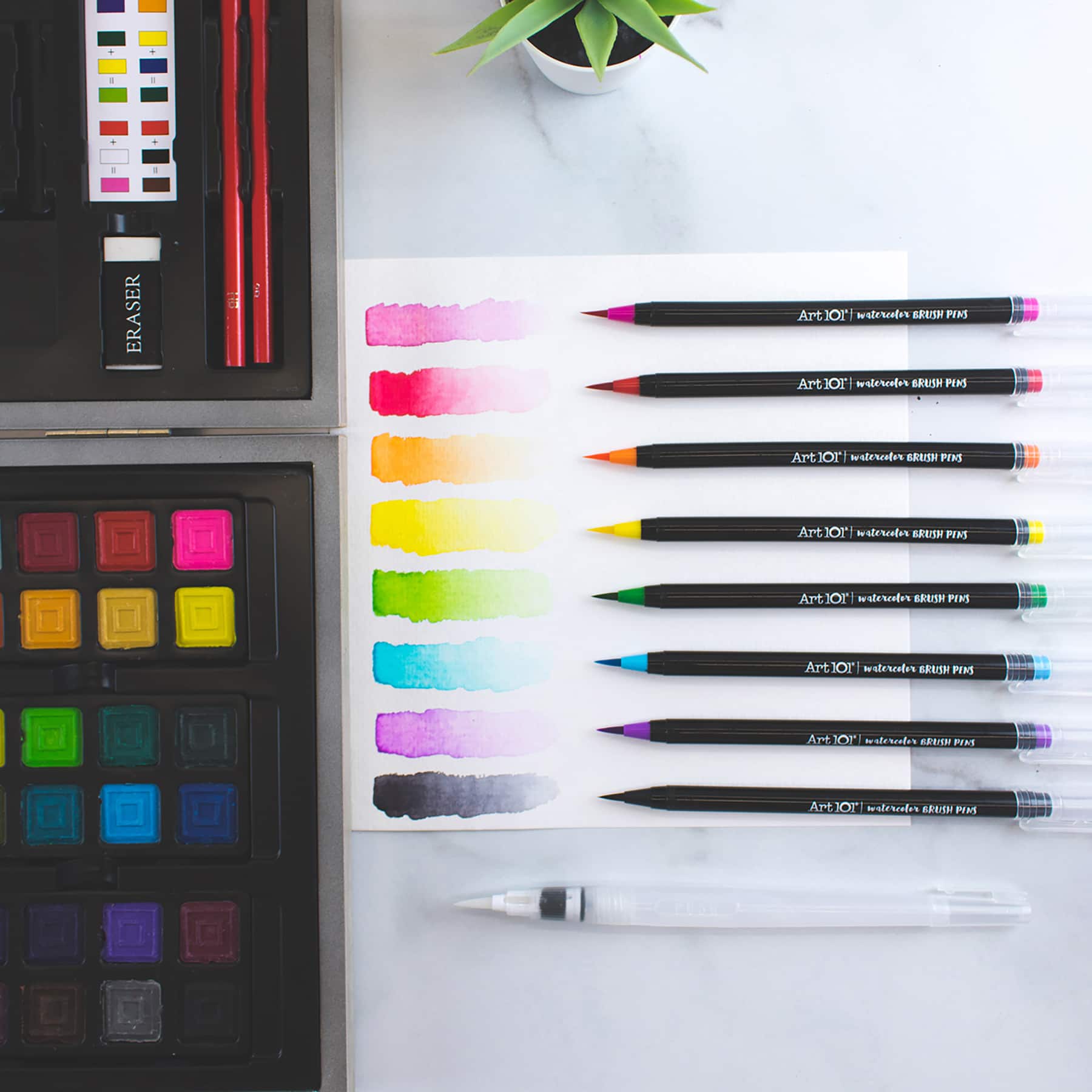 Art 101 Watercolor, Draw &#x26; Sketch Wood Art Set
