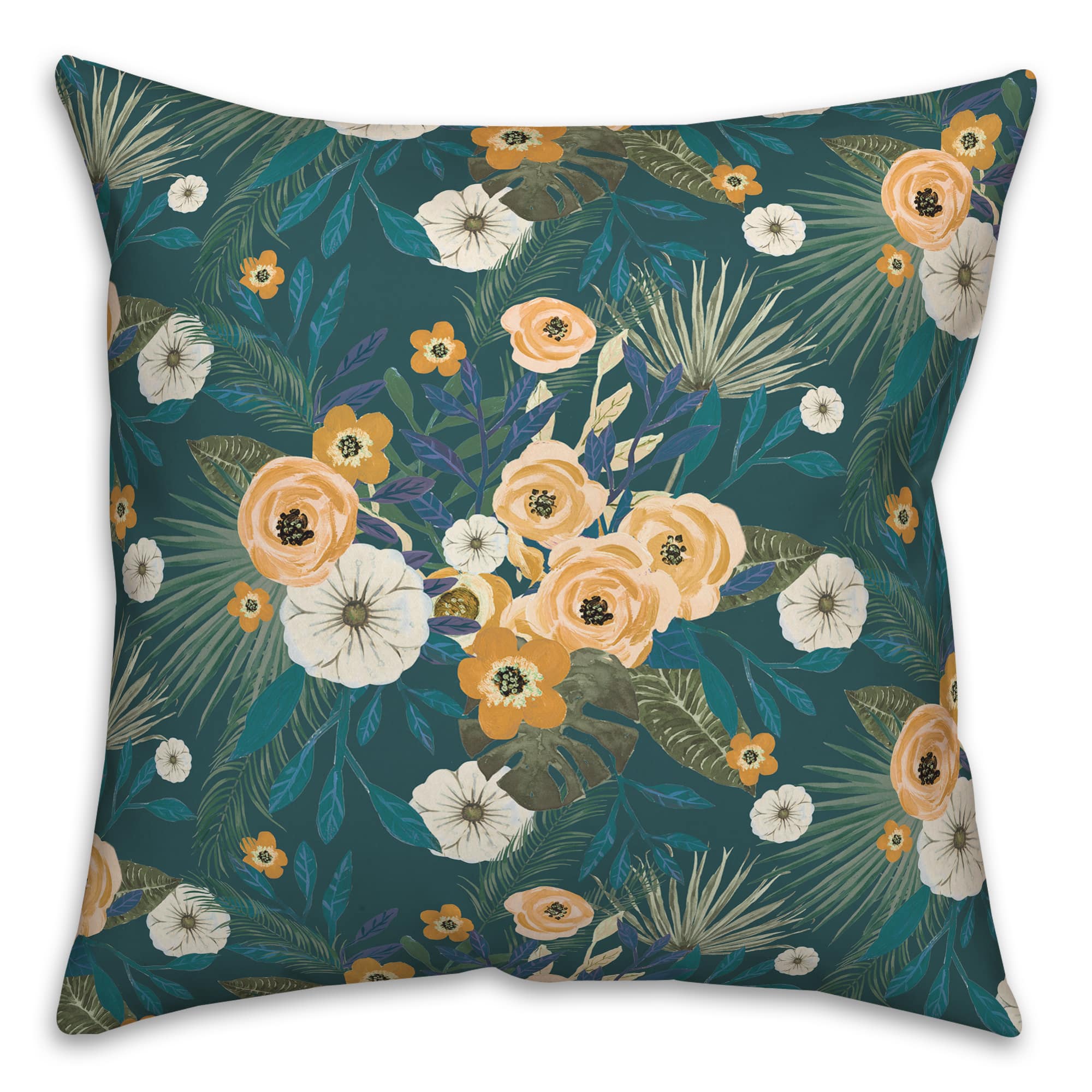 Tropical Floral Square Throw Pillow