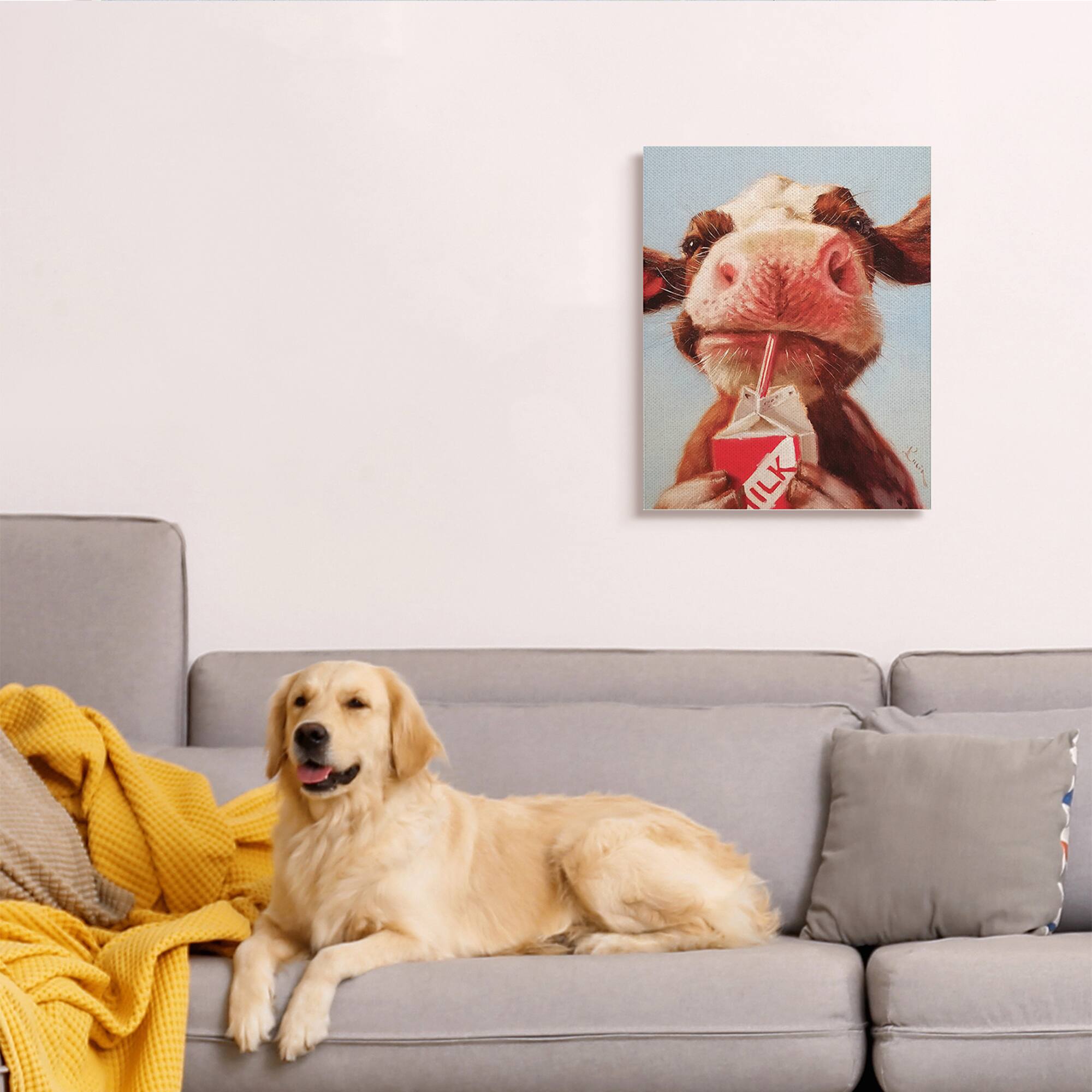 Stupell Industries Baby Cow Drinking Milk Canvas Wall Art