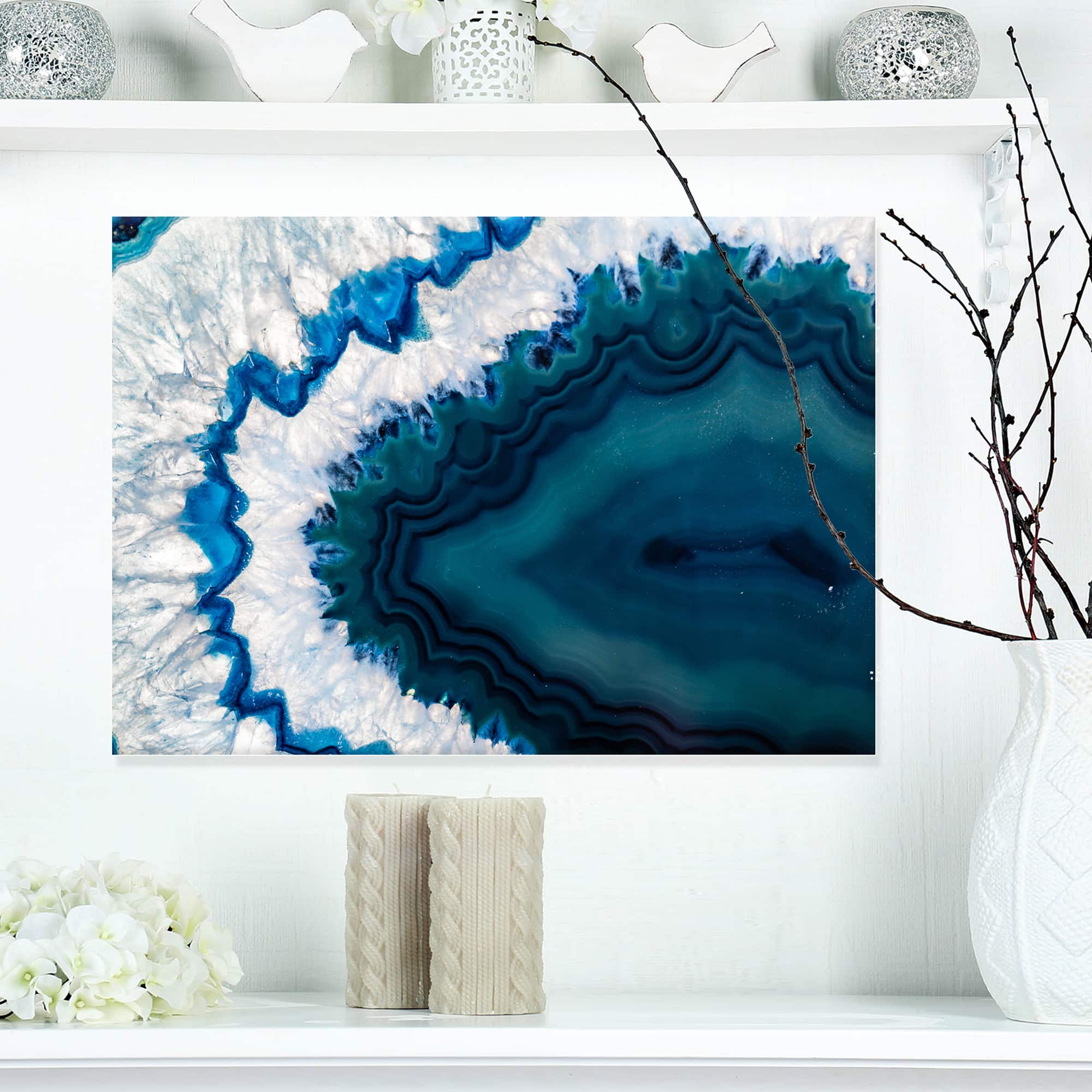 Designart - Blue Brazilian Geode - Abstract Canvas Wall Art Print