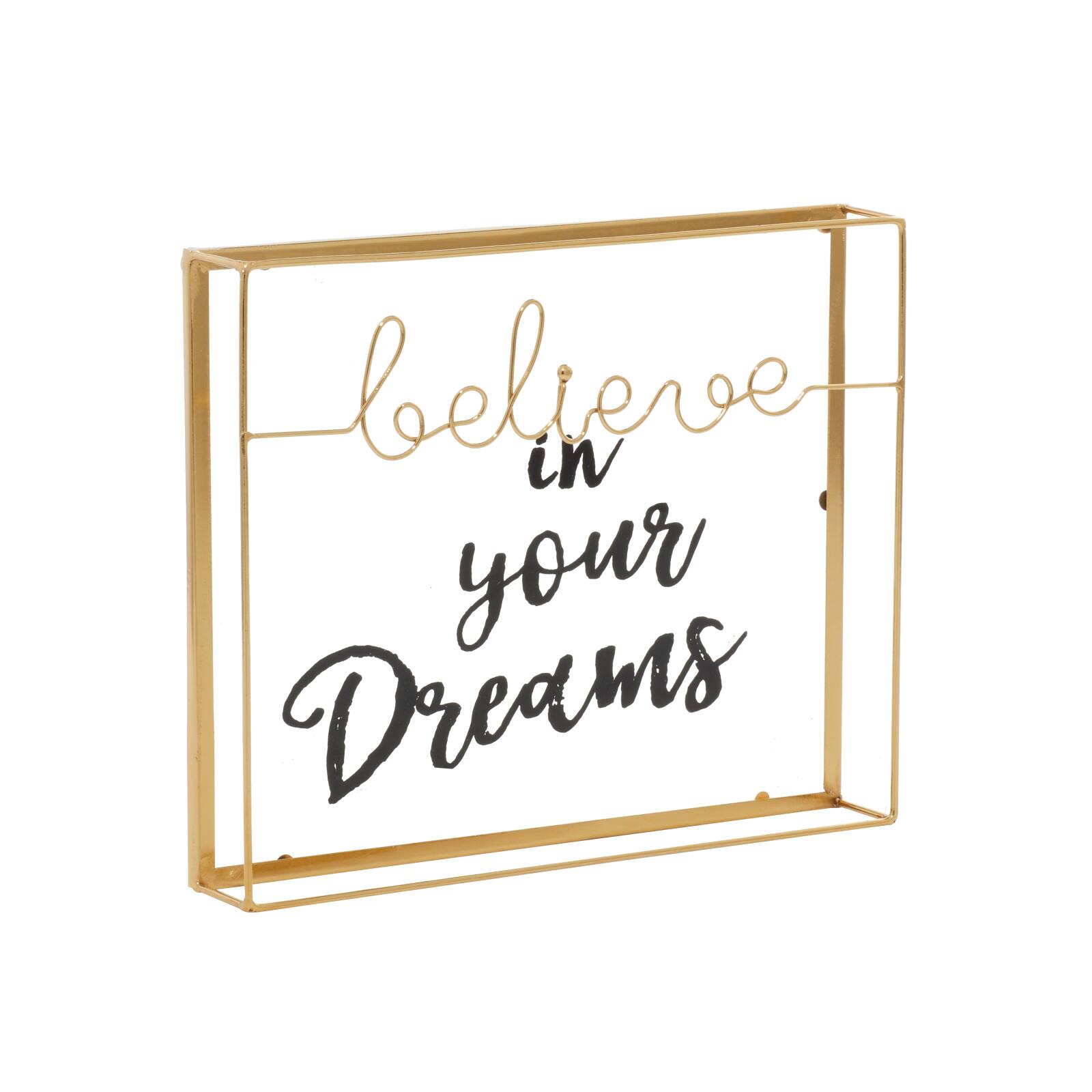 Gold Metal Contemporary Believe in Your Dreams Decorative Sign
