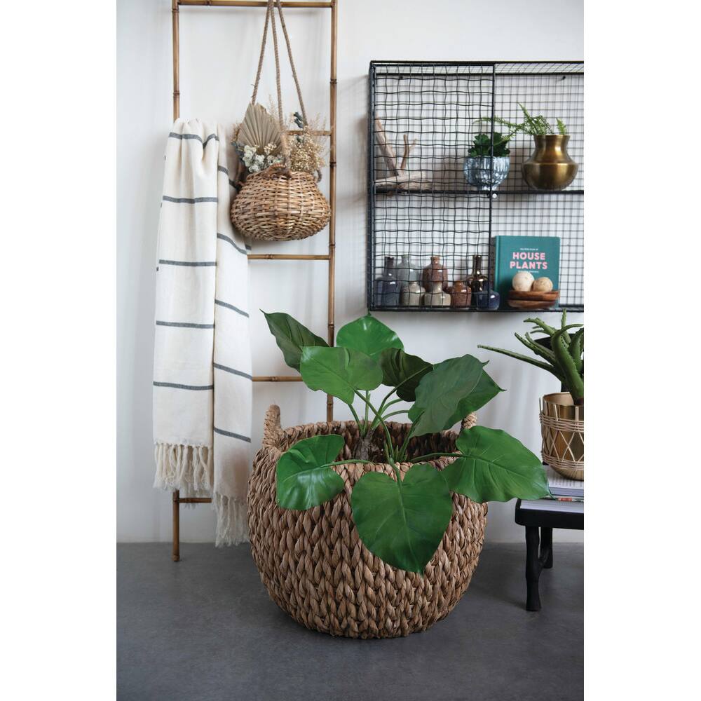 Hello Honey® Beige Round Woven Water Hyacinth Basket with Handles Set