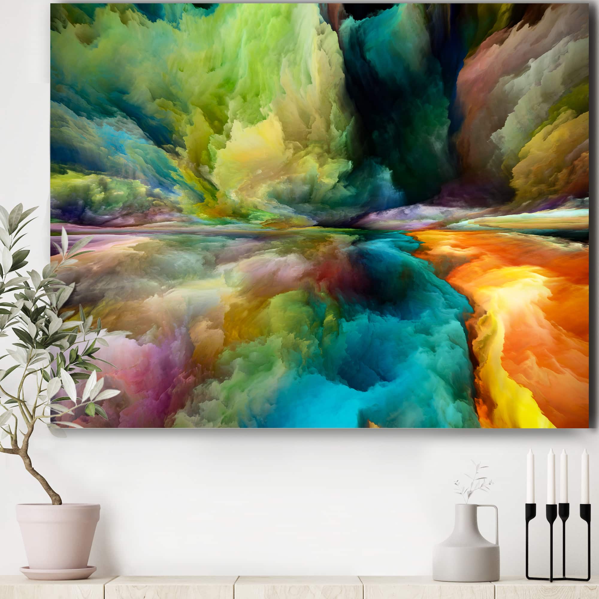 Designart - Colorful Motion Gradients Of Surreal Mountains And Clouds - Modern Canvas Wall Art Print