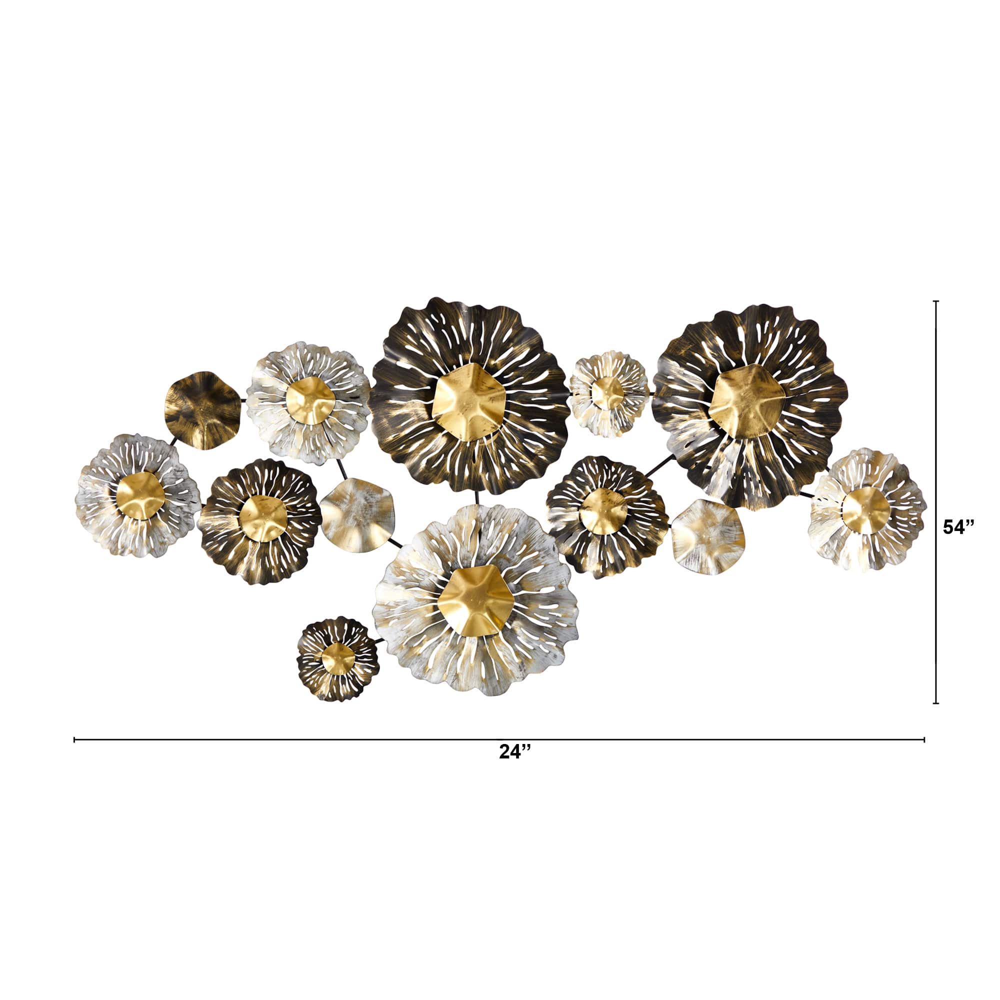 4.5ft. x 2ft. Layered Floral Metal Wall Art Decor