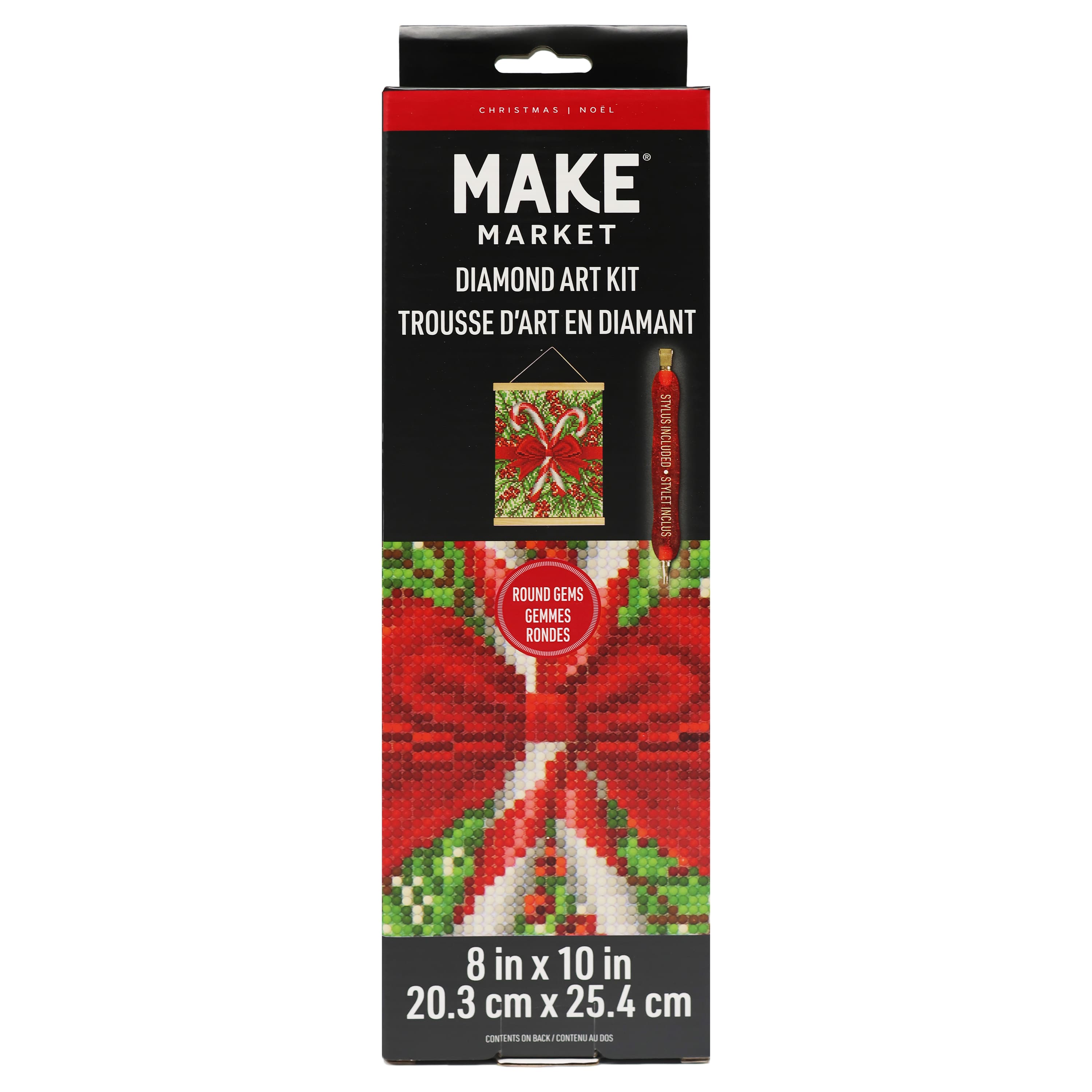 8&#x22; x 10&#x22; Candy Cane Diamond Art Kit with Frame by Make Market&#xAE;