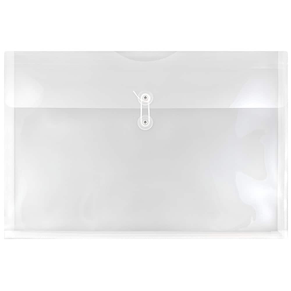 JAM Paper 12" x 18" Clear Plastic Button & String Tie Closure Envelopes, 12ct.