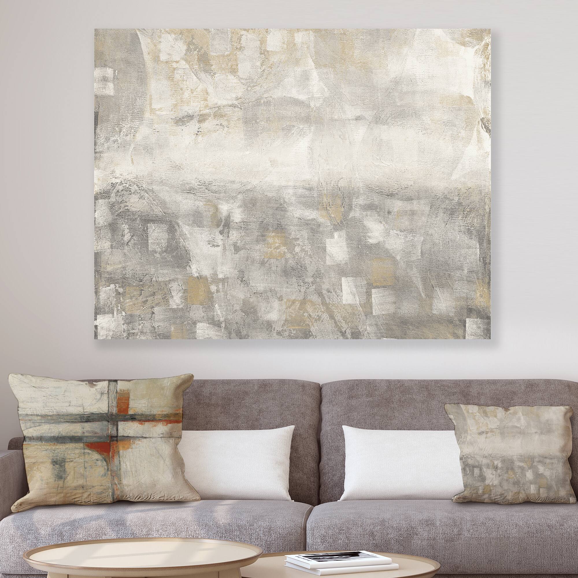 Designart - Gray Abstract Watercolor - Contemporary Gallery-wrapped Canvas