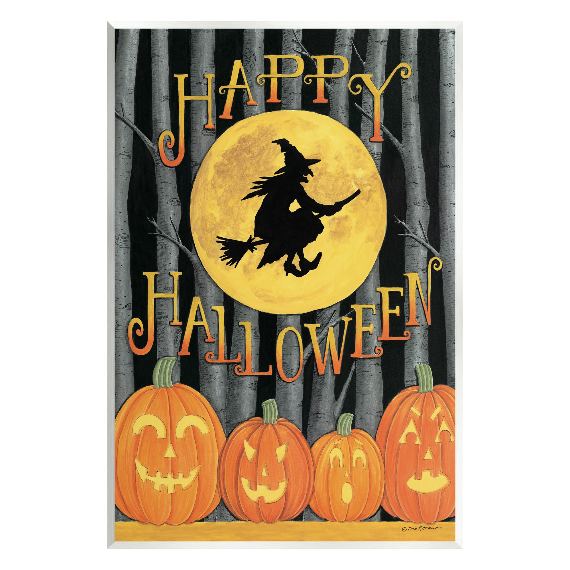 Stupell Industries Happy Halloween Forest Witch Wall Plaque Art