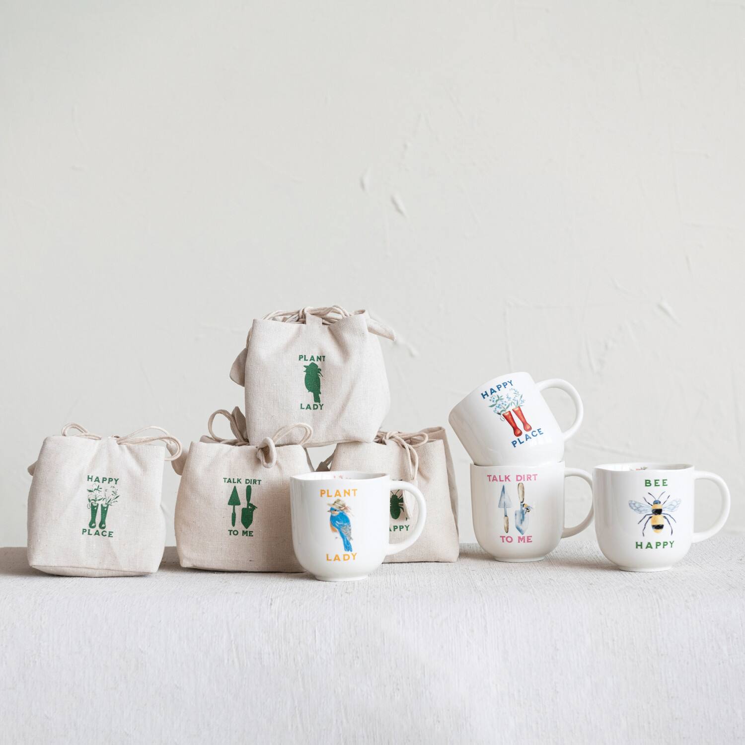 Hello Honey&#xAE; Painted Garden Stoneware Mug Set