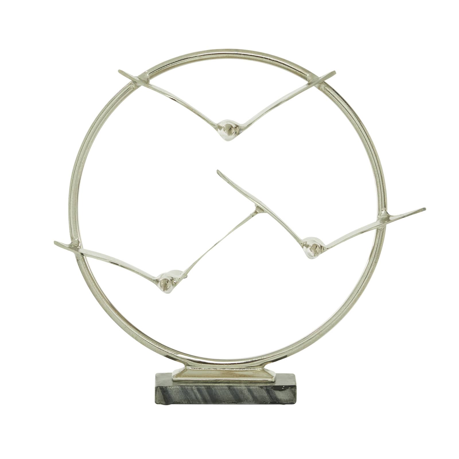 Silver Aluminum Modern Sculpture, Bird 18" x 19" x 5"