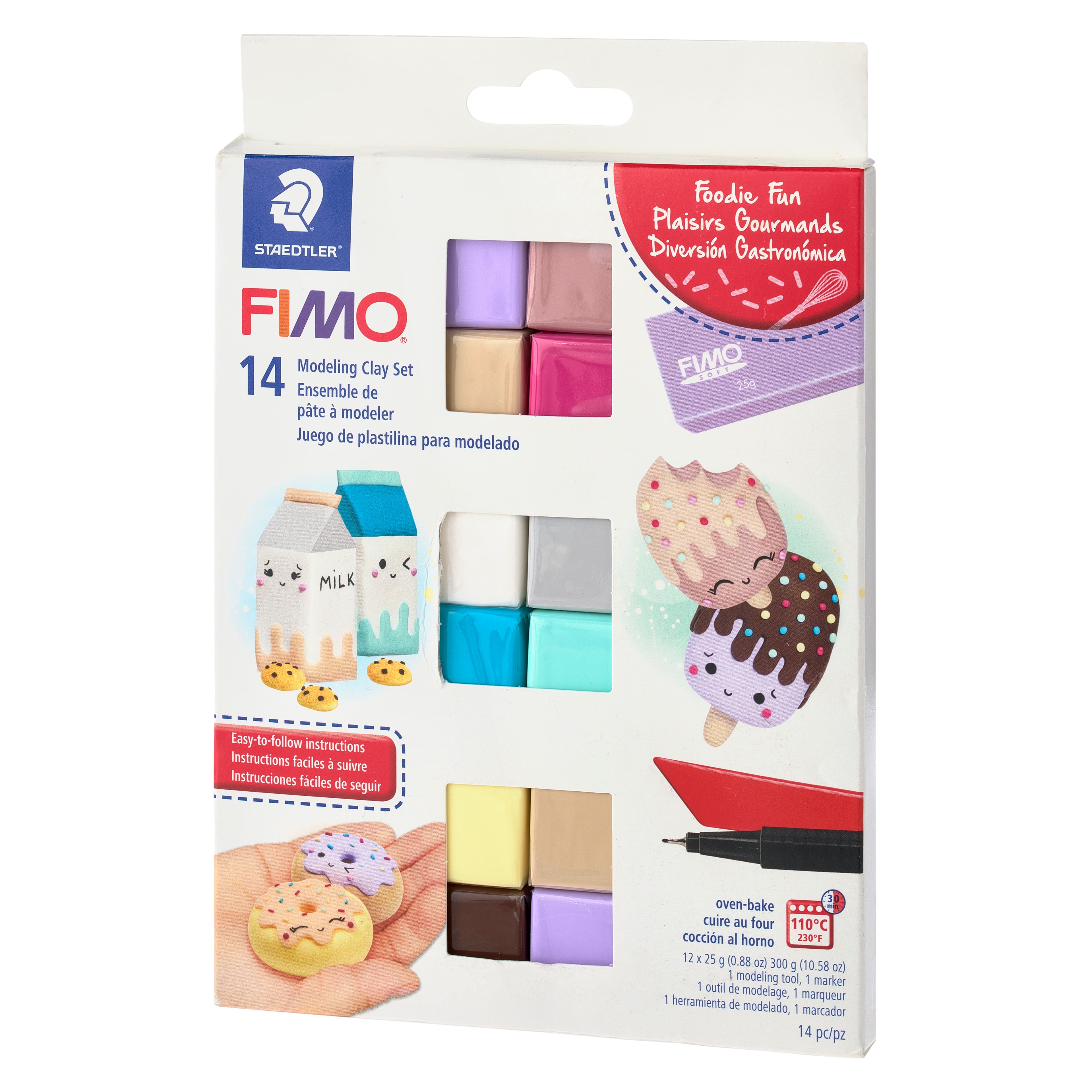 FIMO Soft 454g Polymer Modelling Clay - Oven Bake Clay - Black and White Set