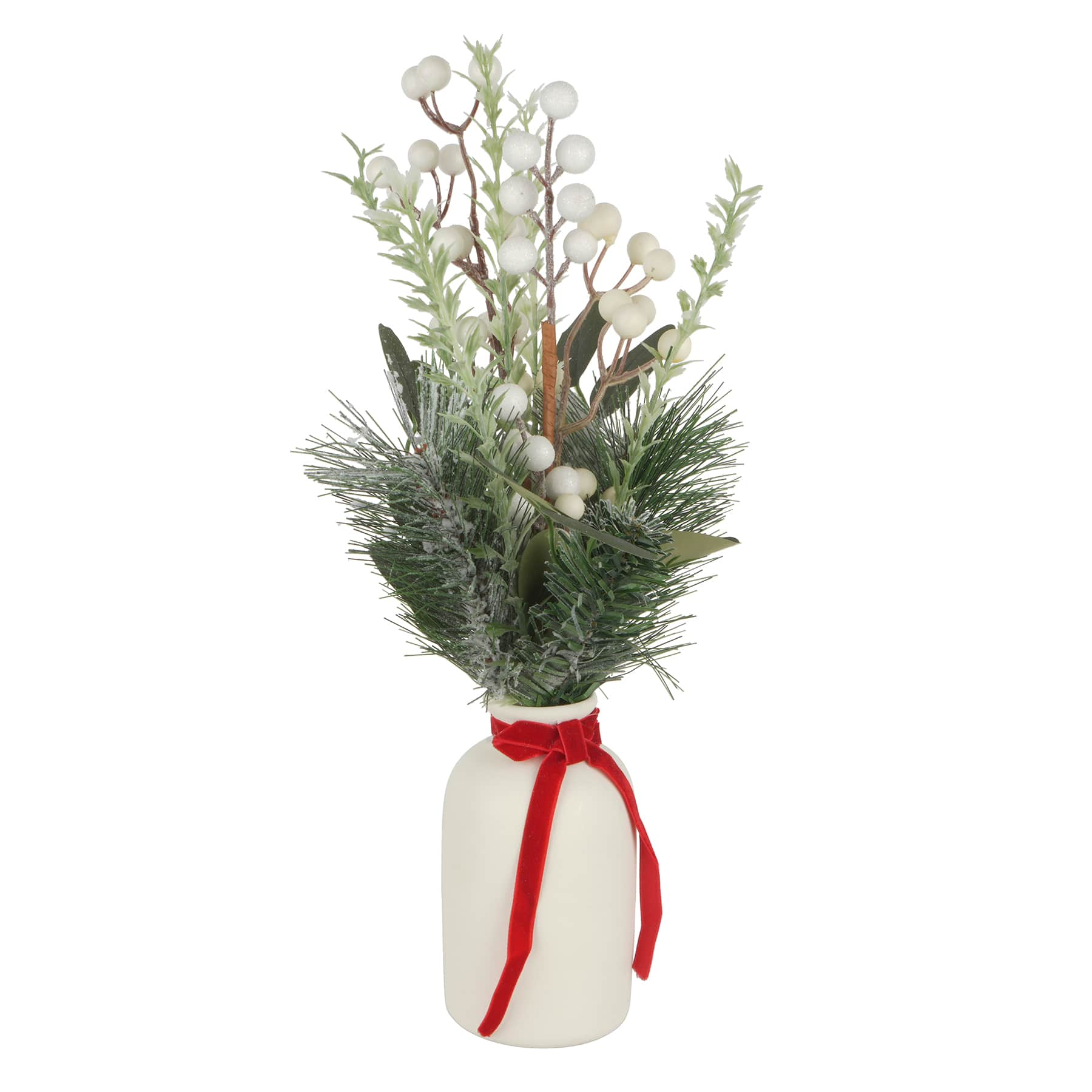 16&#x22; Winter Greenery &#x26; White Berry Arrangement in White Vase by Ashland&#xAE;