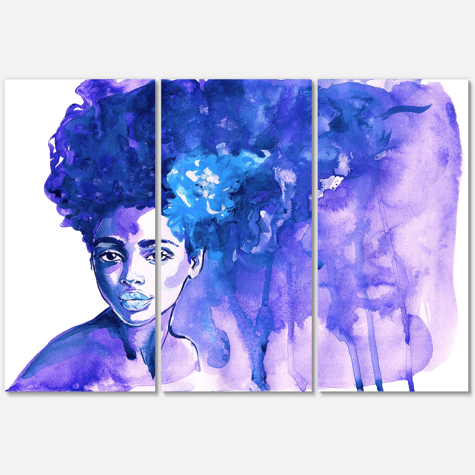 Designart - Glorious Blue Portrait of African American Woman