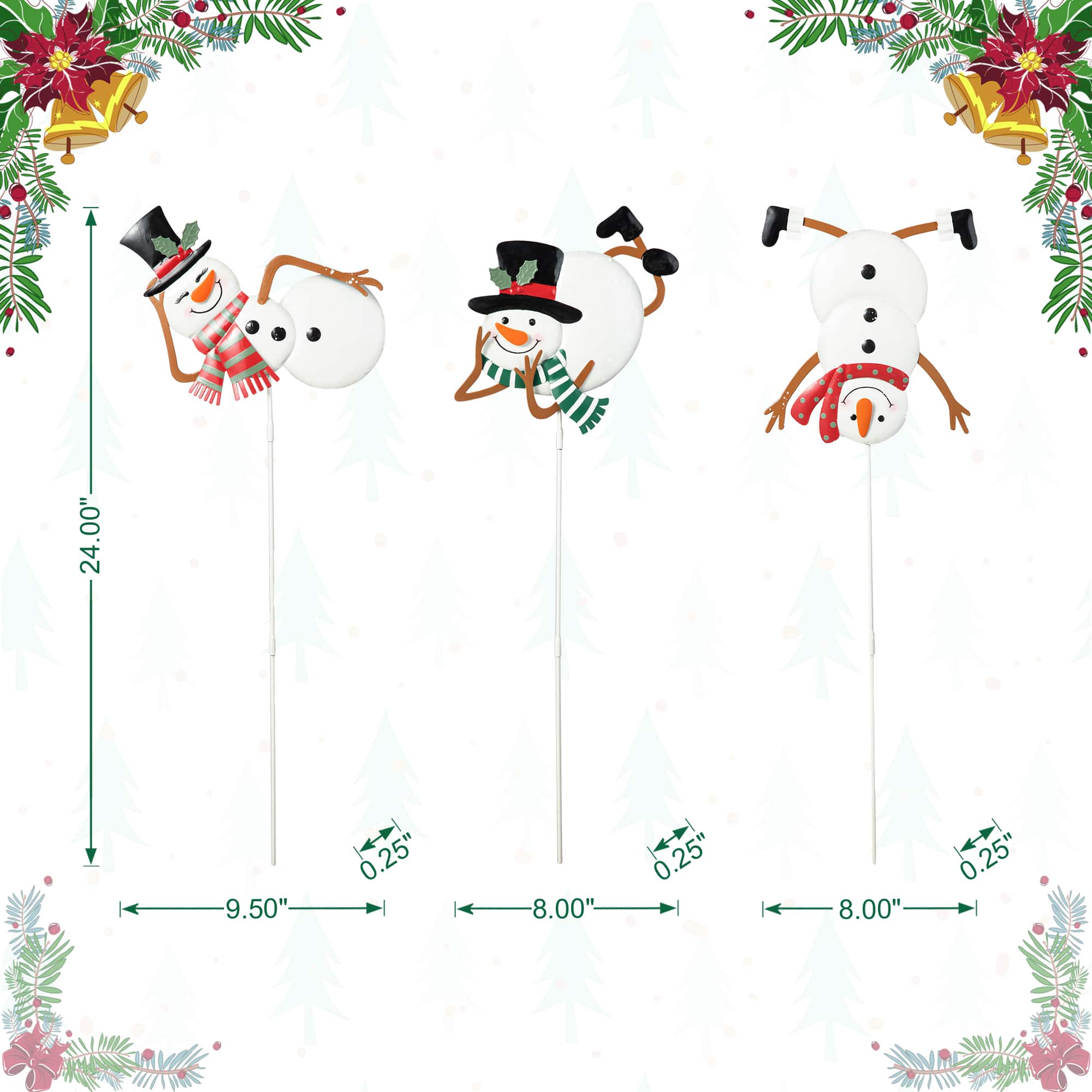 Glitzhome® 2ft. Metal Snowman Yard Stake Set