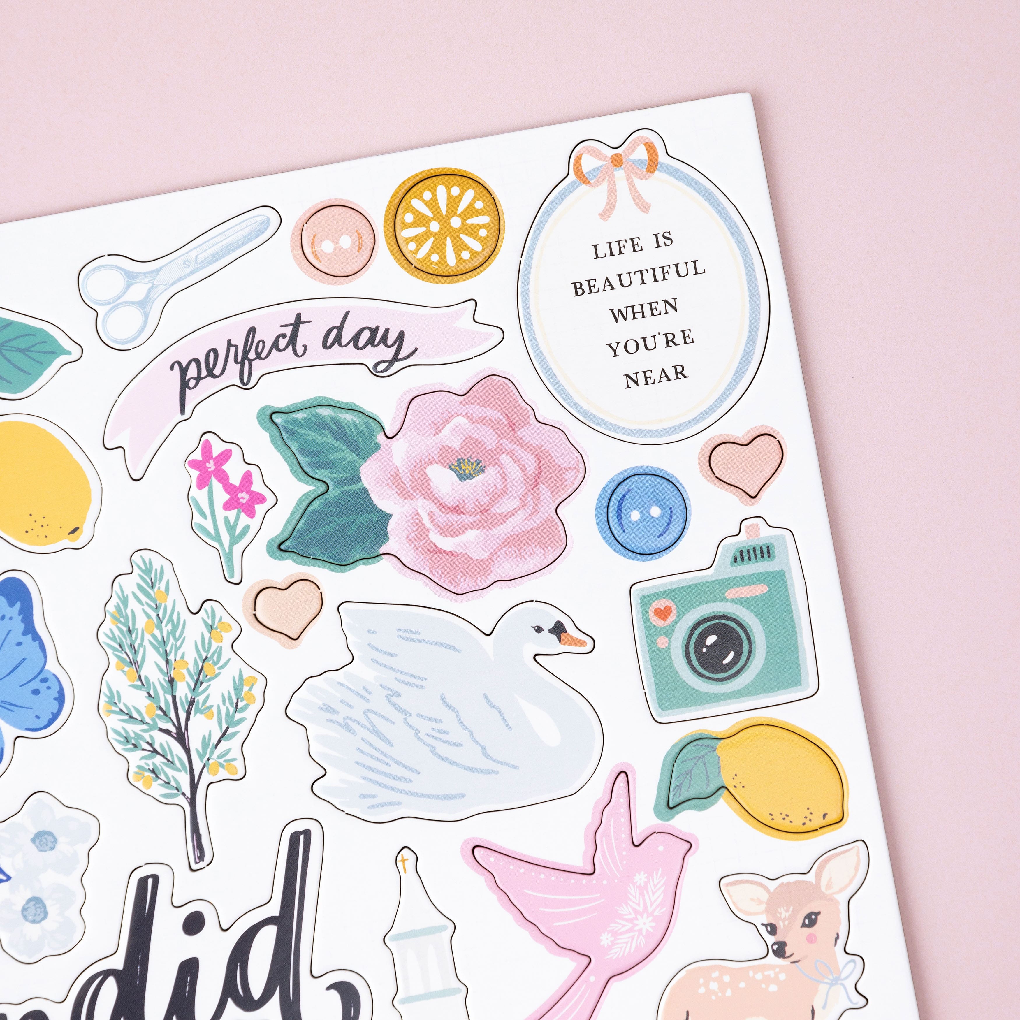 Maggie Holmes Parasol Icon &#x26; Phrase Chipboard Stickers