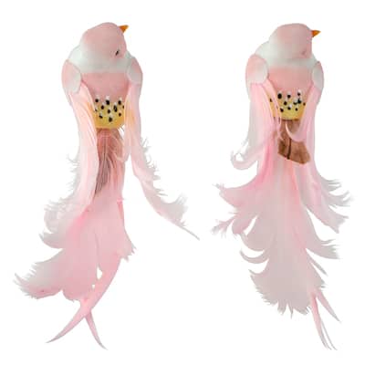 Decorative Feather Birds, 2ct. by Ashland®, Color: Pink | Michaels