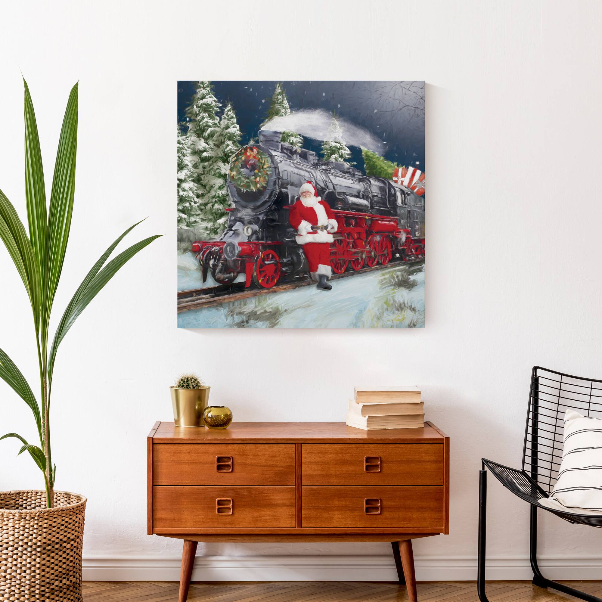 Train Santa 24" x 24" Canvas Wall Art