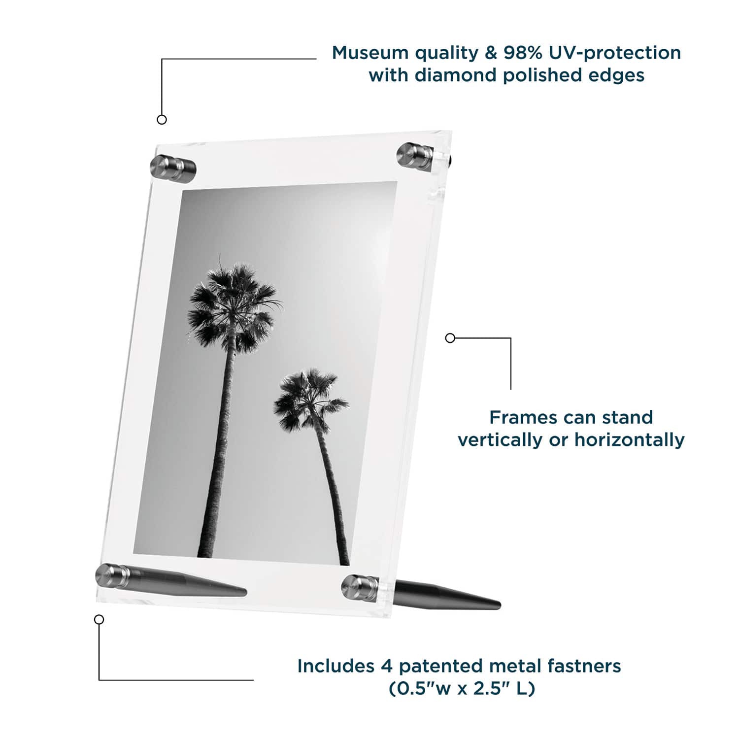 Wexel Art Clear Acrylic Tabletop Floating Picture Frame with Graphite Hardware