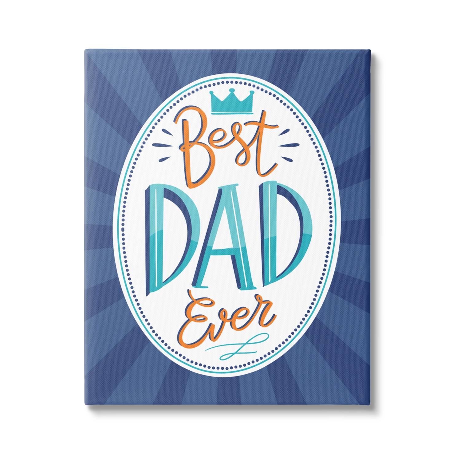 Stupell Industries Best Dad Ever Striped Phrase Canvas Wall Art