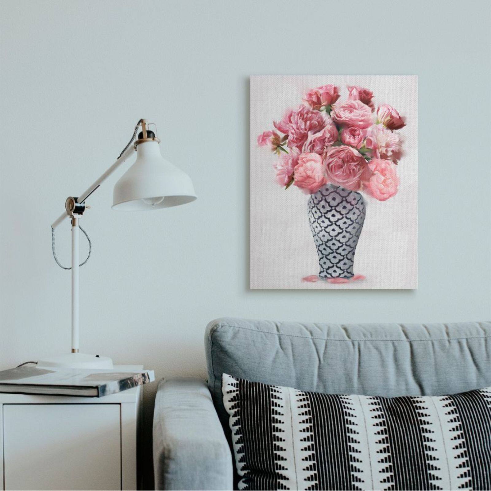 Stupell Industries Elegant Pink Peony Floral Bouquet in Vase Canvas Wall Art