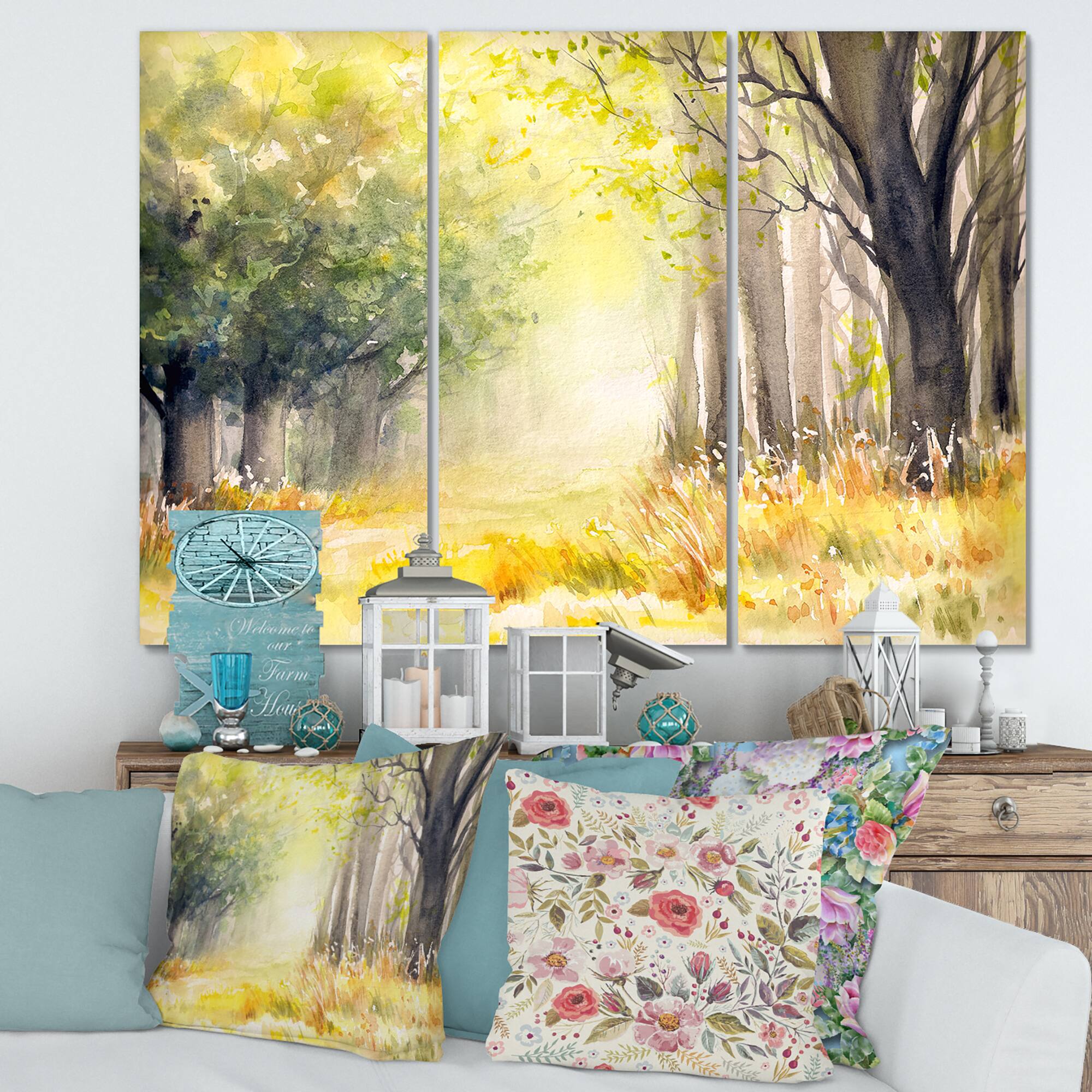 Designart - Bright Sunshine Through The Forest Trees IV