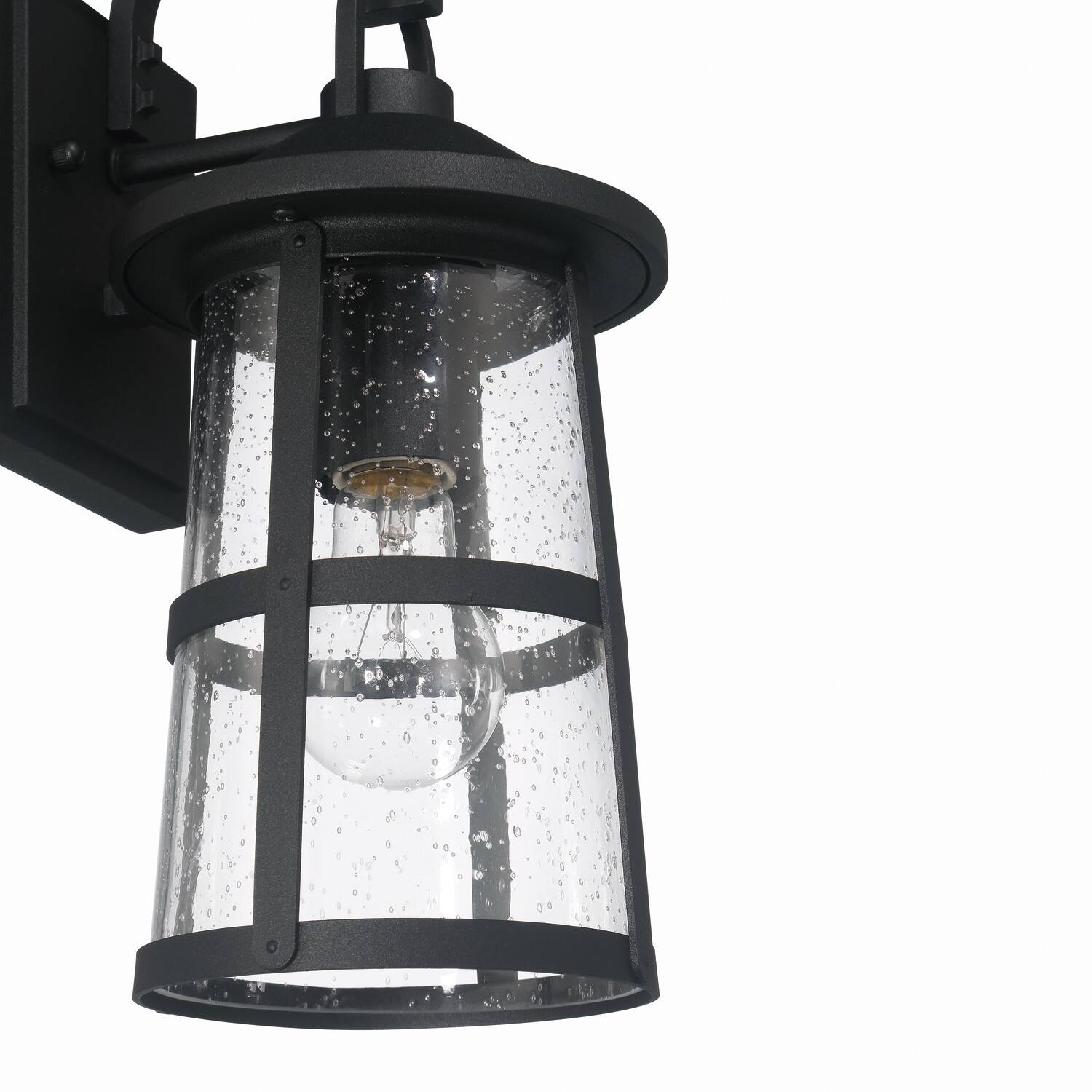 Hello Honey&#xAE; Nantucket Matte Black Coastal Metal &#x26; Glass Wall Mounted Outdoor Lantern Light
